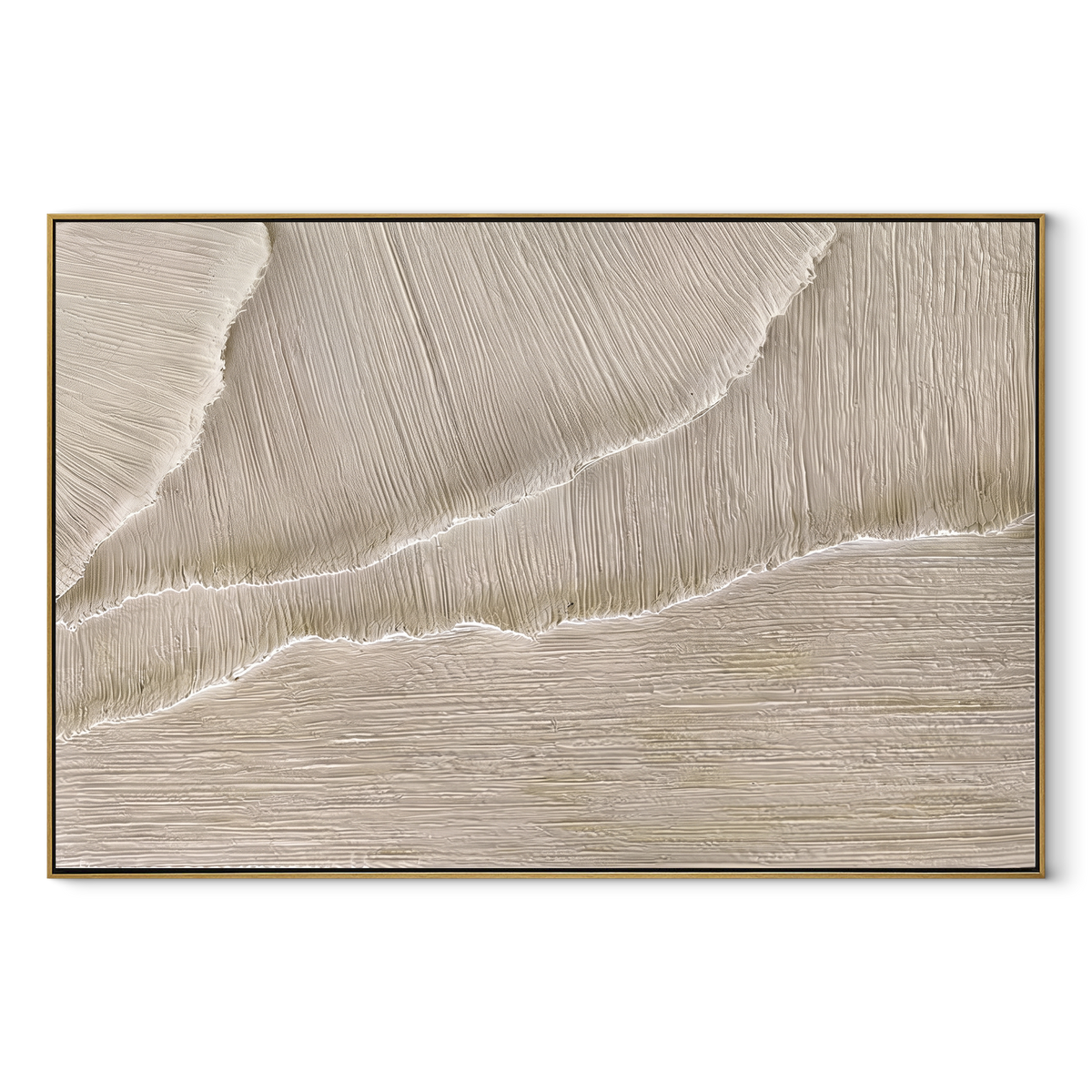 Linen Slate Onyx Field Depth - textured abstract painting in a wood frame on white