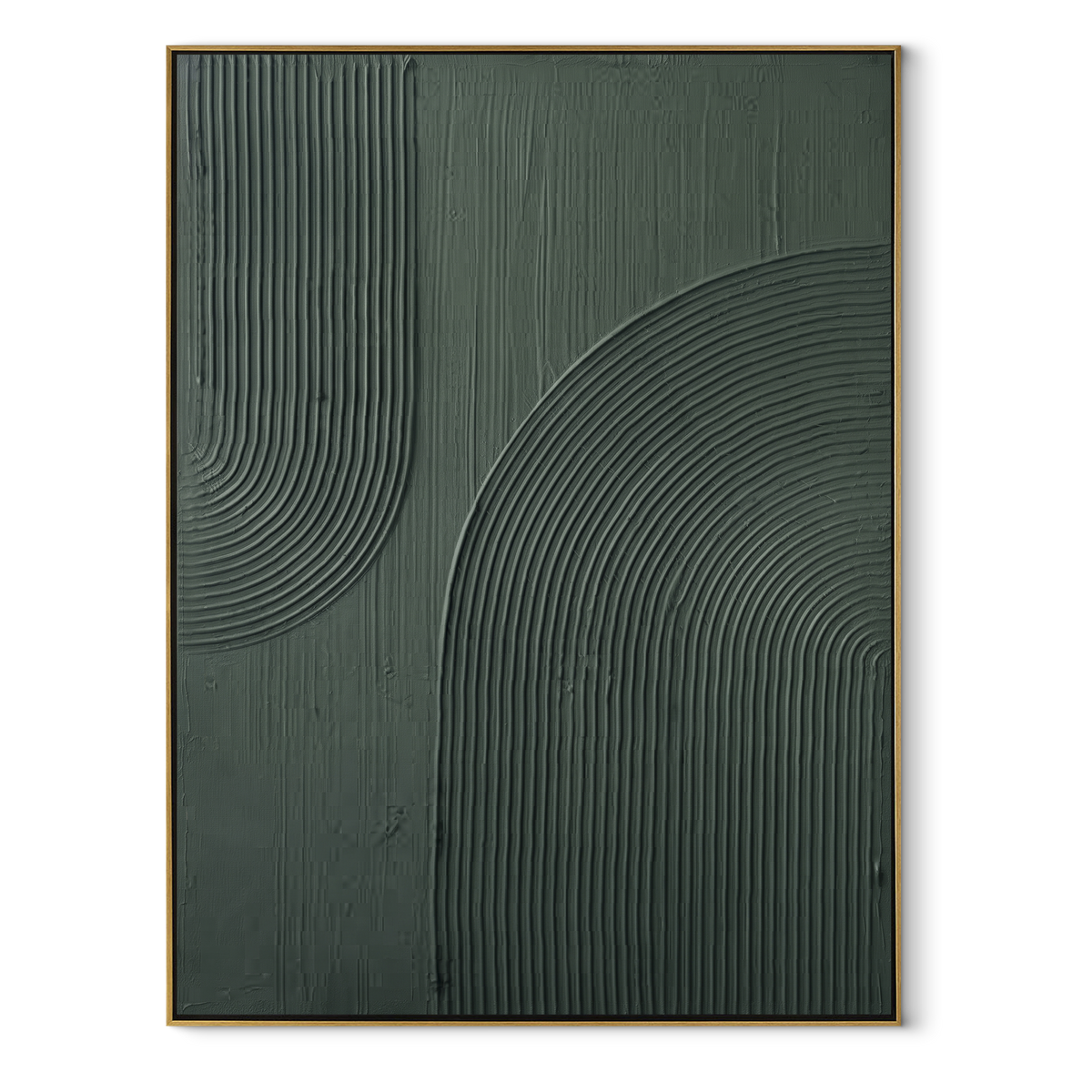 Verdant Onyx Slate Horizon Space - textured abstract painting in a wood frame on white