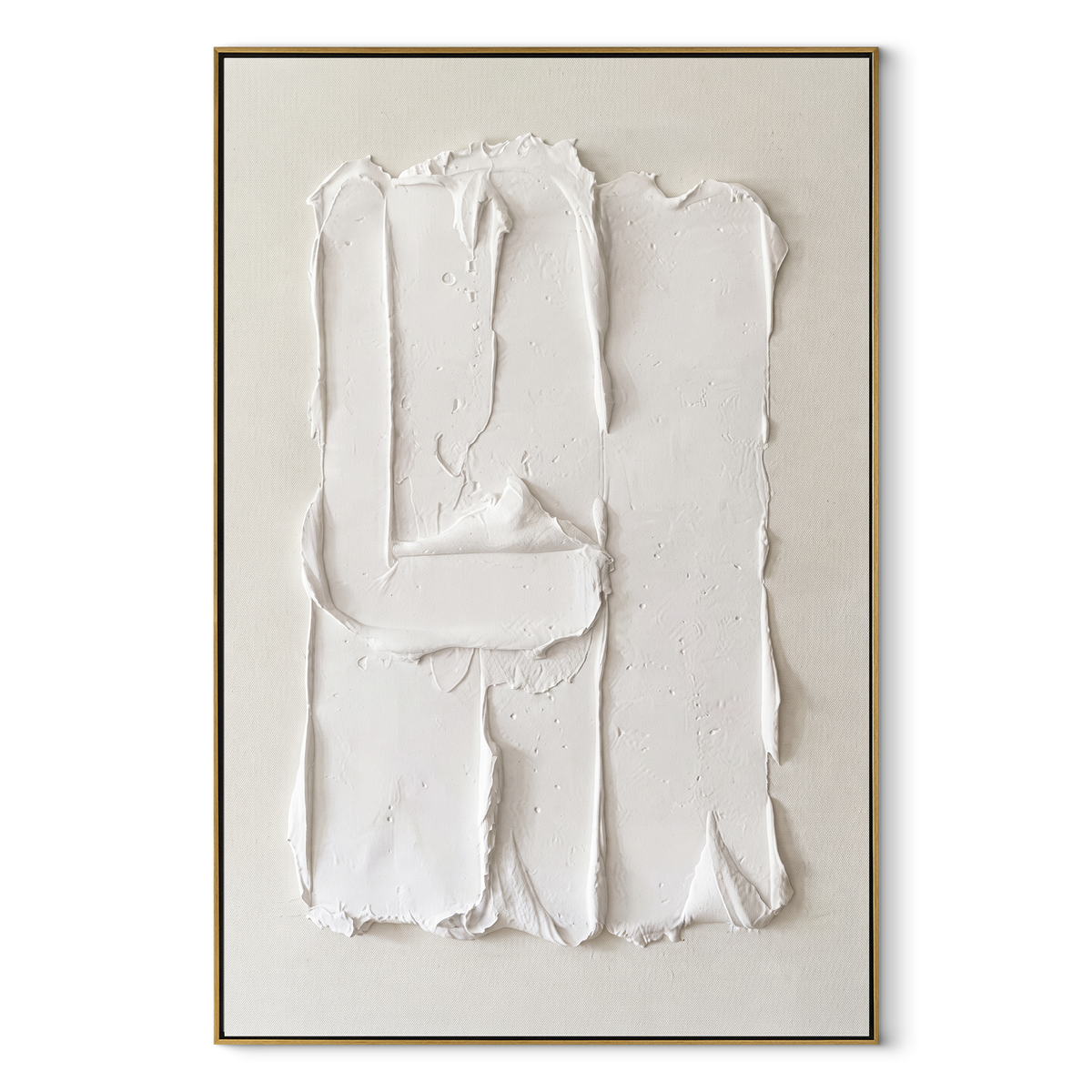 Slate Onyx Linen Passage Motion - textured abstract painting in a wood frame on white