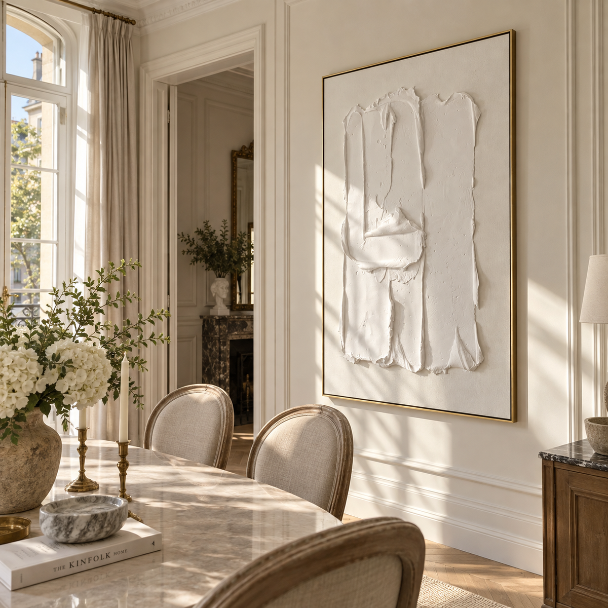 Slate Onyx Linen Passage Motion - textured abstract painting shown in modern room setting 5