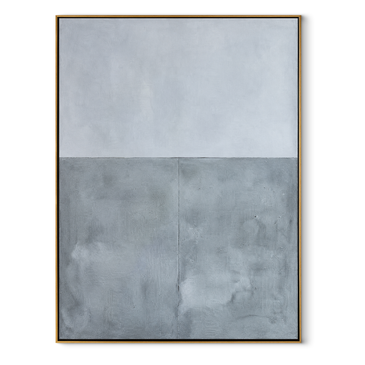 Slate Azure Onyx Currents Silence - textured abstract painting in a wood frame on white