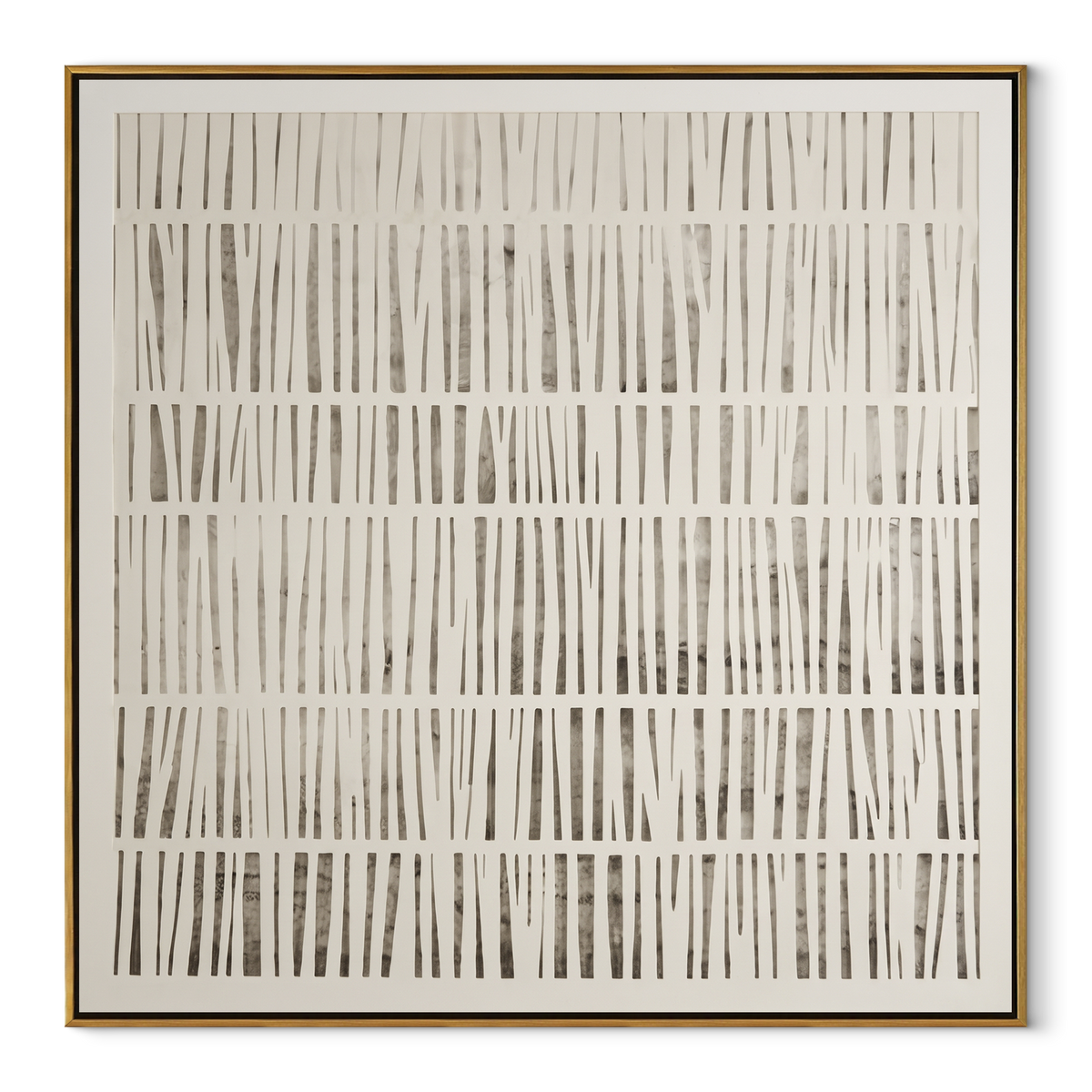 Slate Linen Umber Layers Pause - textured abstract painting in a wood frame on white