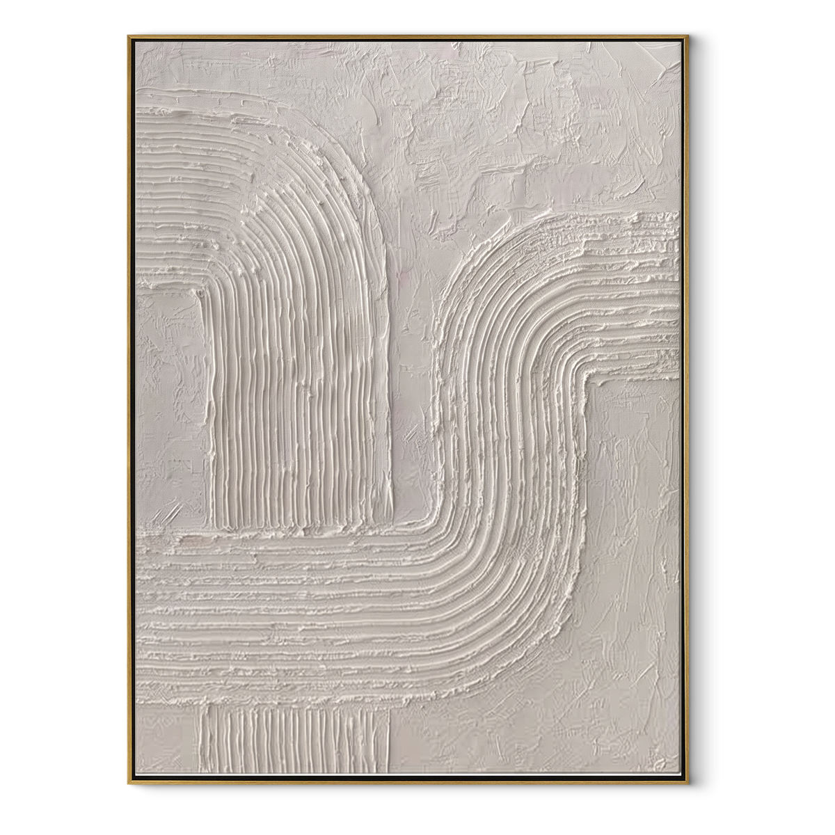 Slate Onyx Linen Contours Stillness - textured abstract painting in a wood frame on white