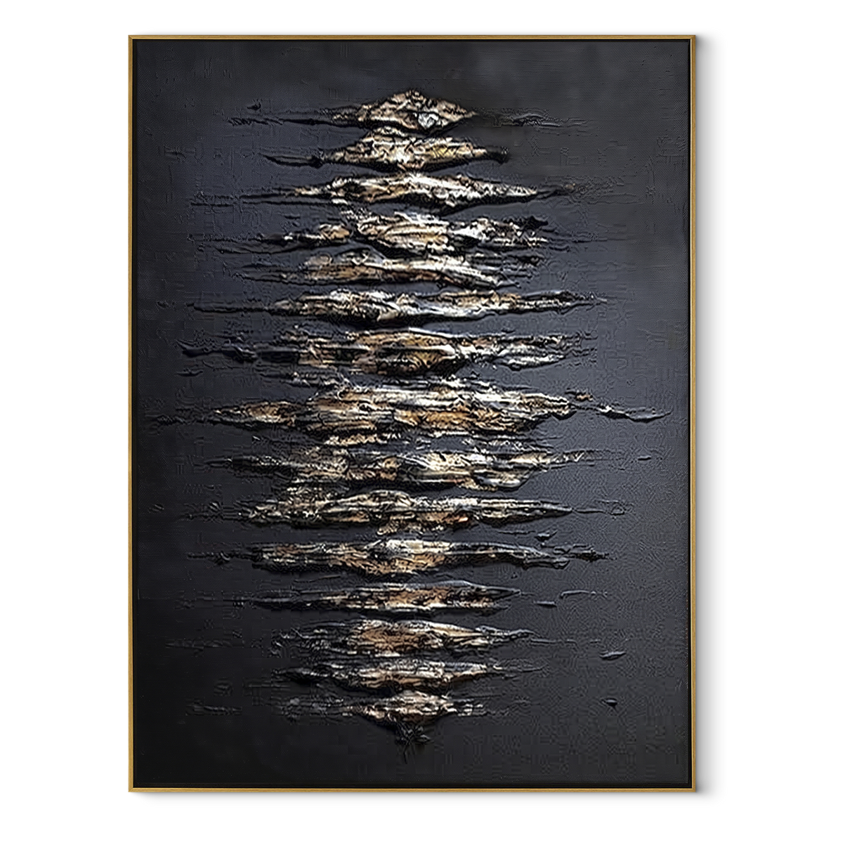 Onyx Slate School Crossing Air - textured fish painting in a wood frame on white