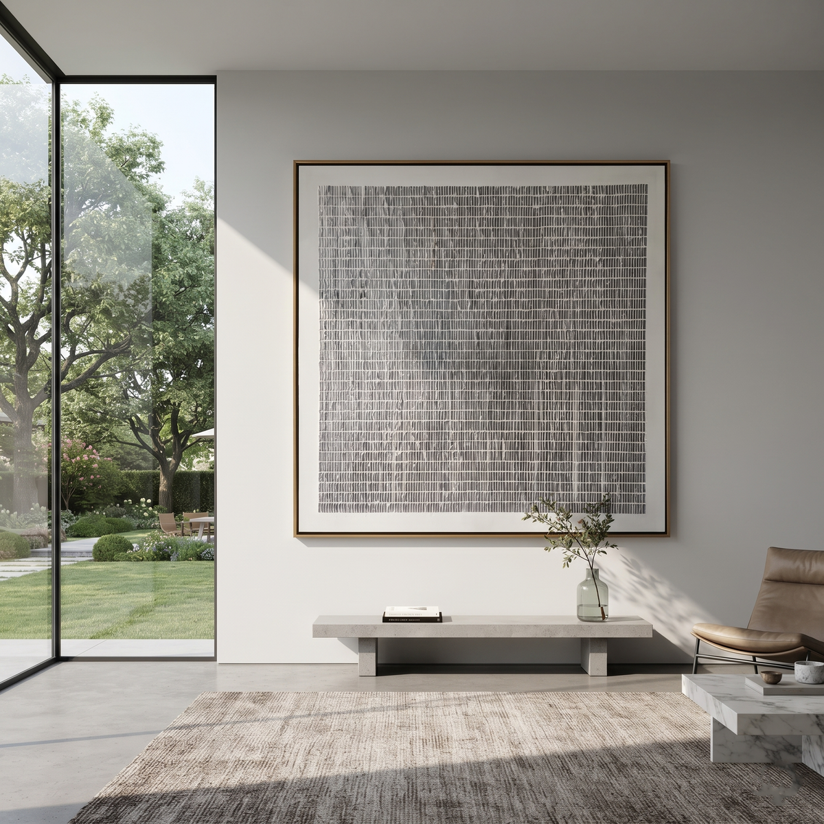 Slate Onyx Umber Echo Rain - textured abstract painting shown in modern room setting 5
