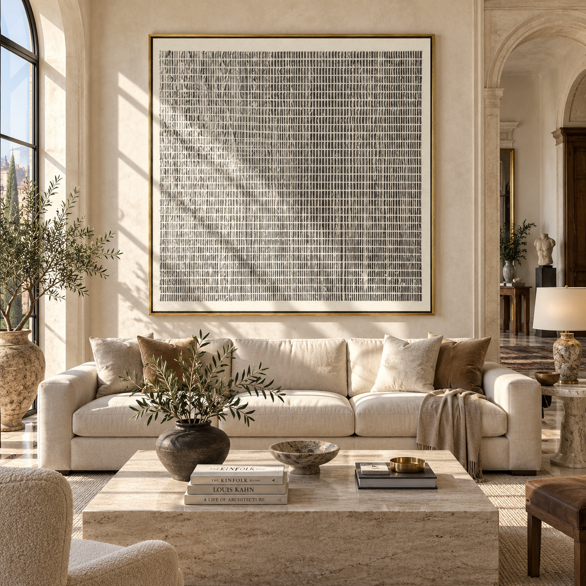 Slate Onyx Umber Relief Dusk - textured abstract painting shown in modern room setting 3