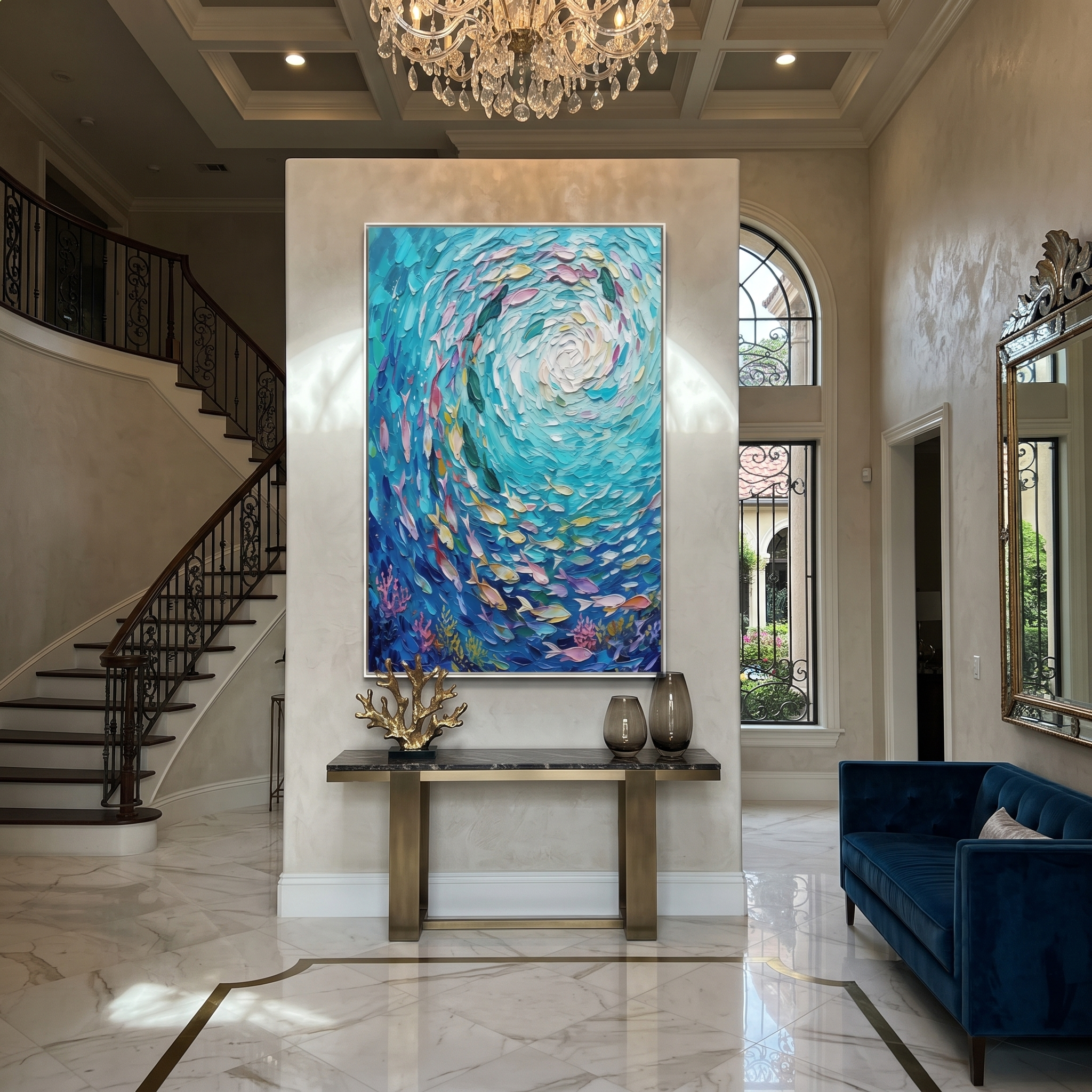 Still Shore II – Ivory Plaster Relief Textured Abstract Painting | Contemporary Minimalist Square Bedroom Art