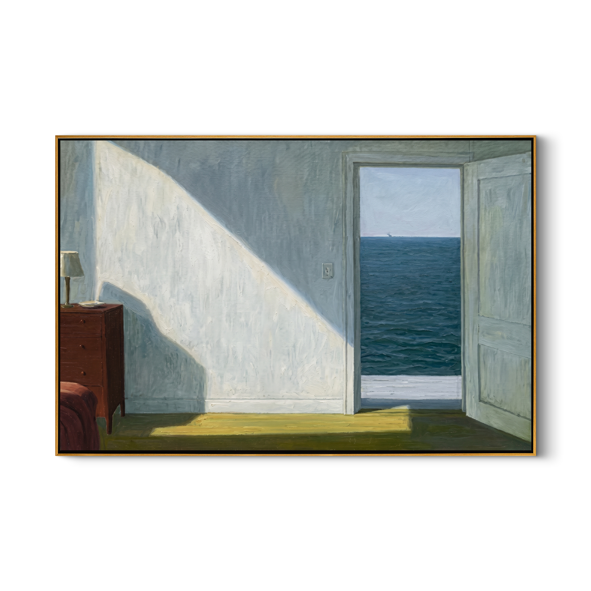 The Shore Beyond – Sunlit Coastal Interior Textured Painting | Contemporary Minimalist Living Room Art