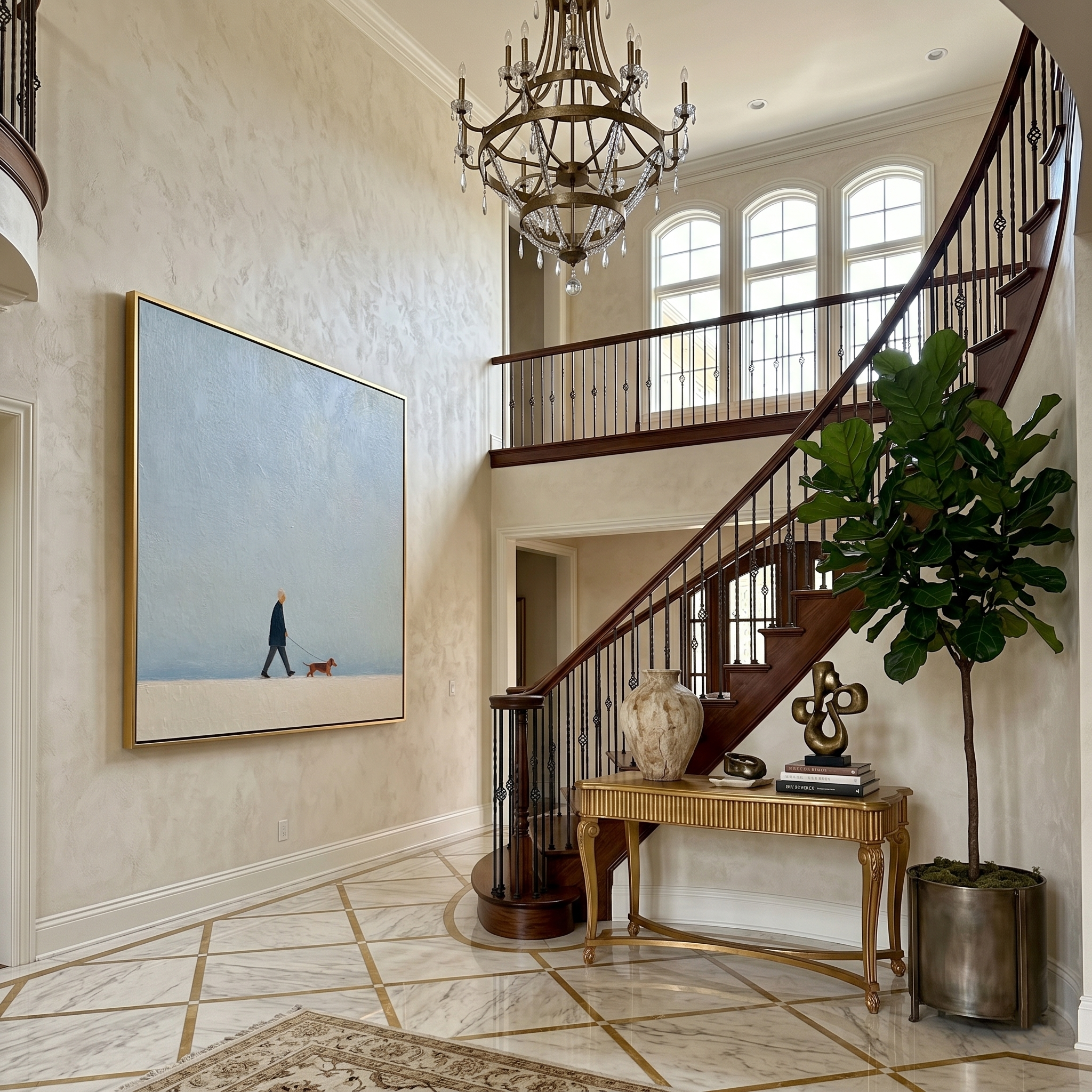 The Quiet Horizon Walk painting in a living room setting