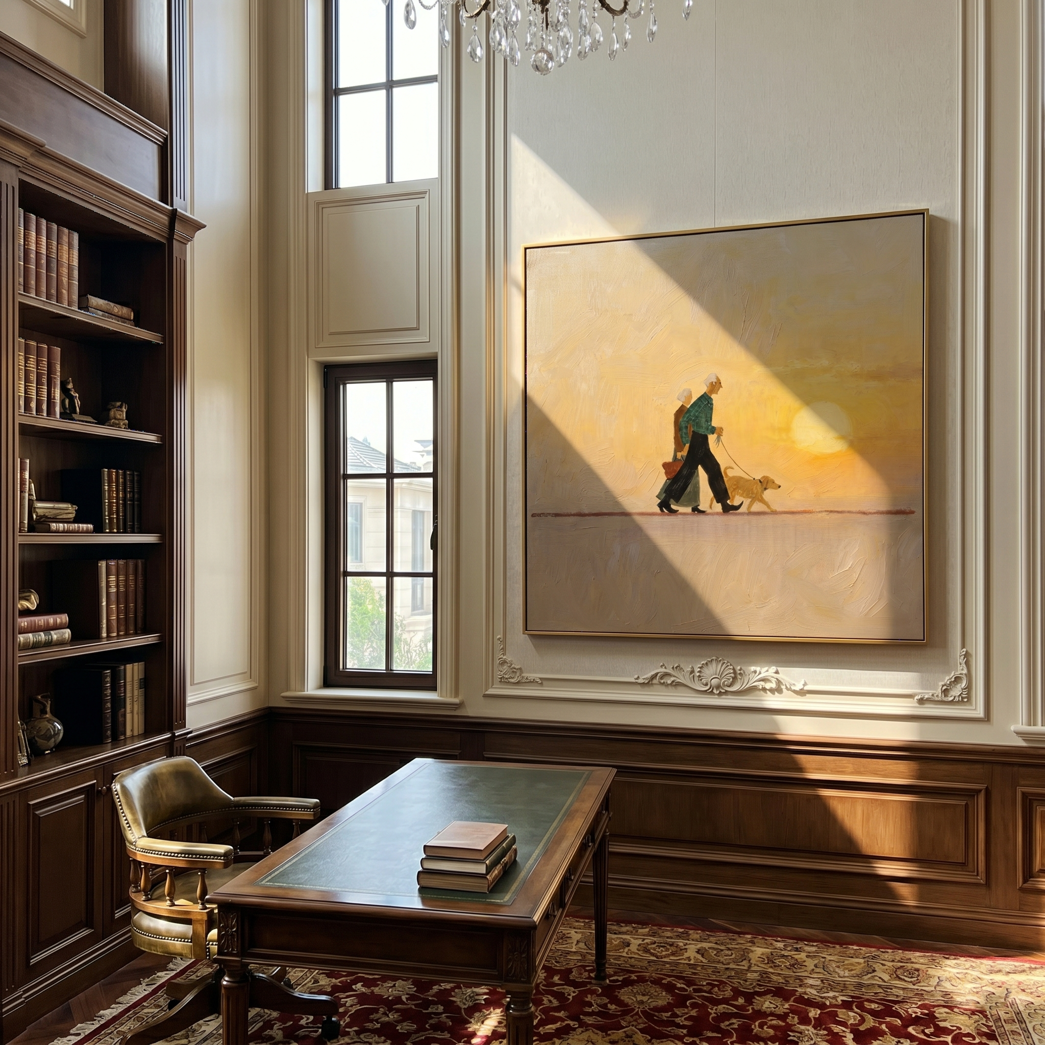 The Golden Hour Walk painting in a room setting