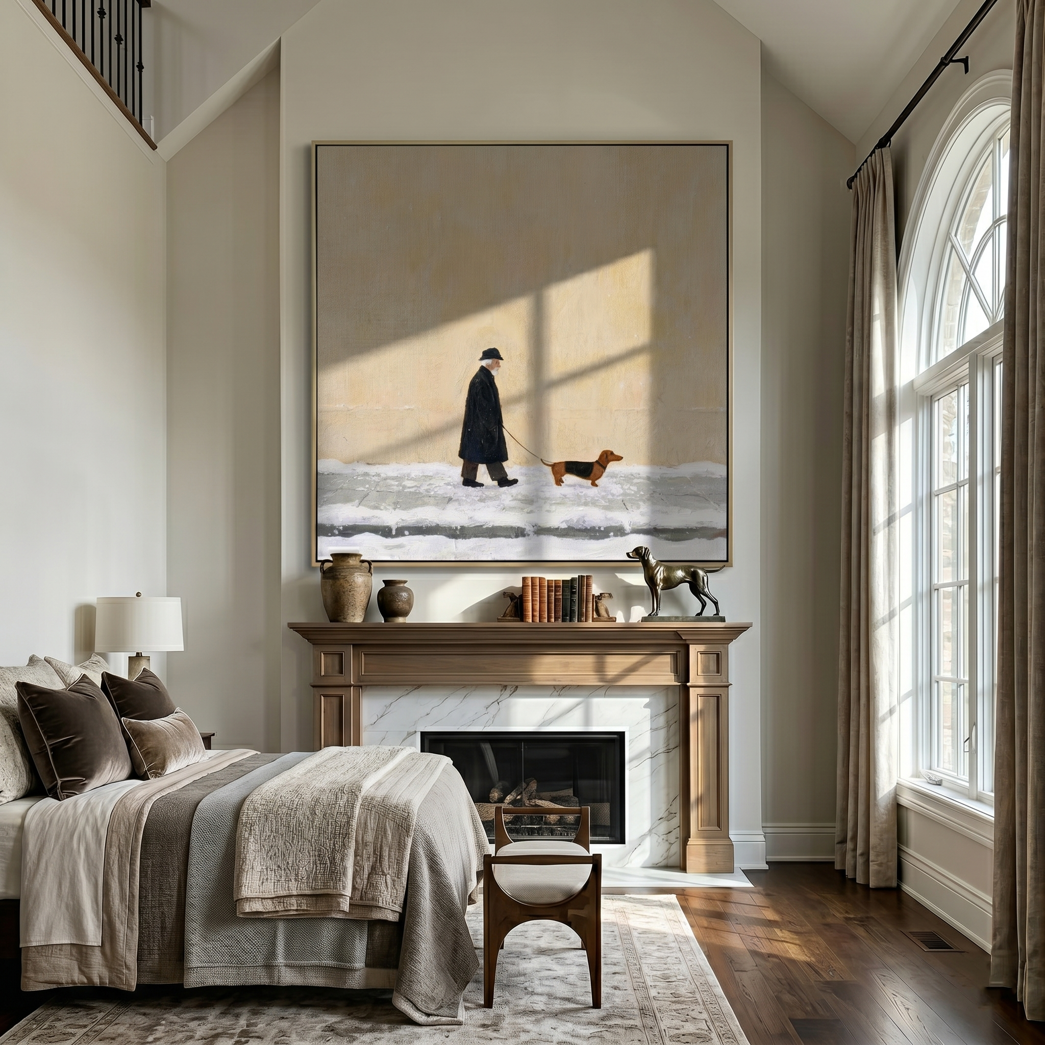 The First Snowfall painting in a room setting