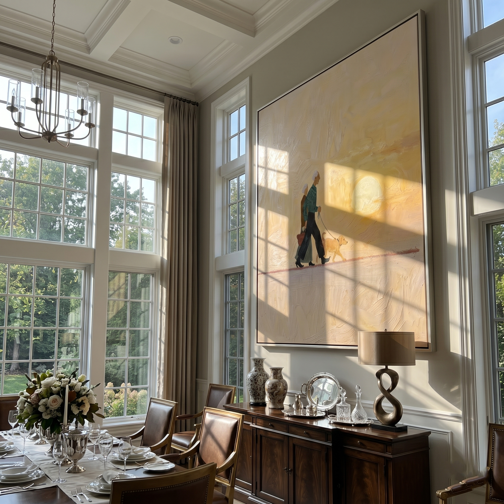 The Golden Hour Walk painting in a room setting