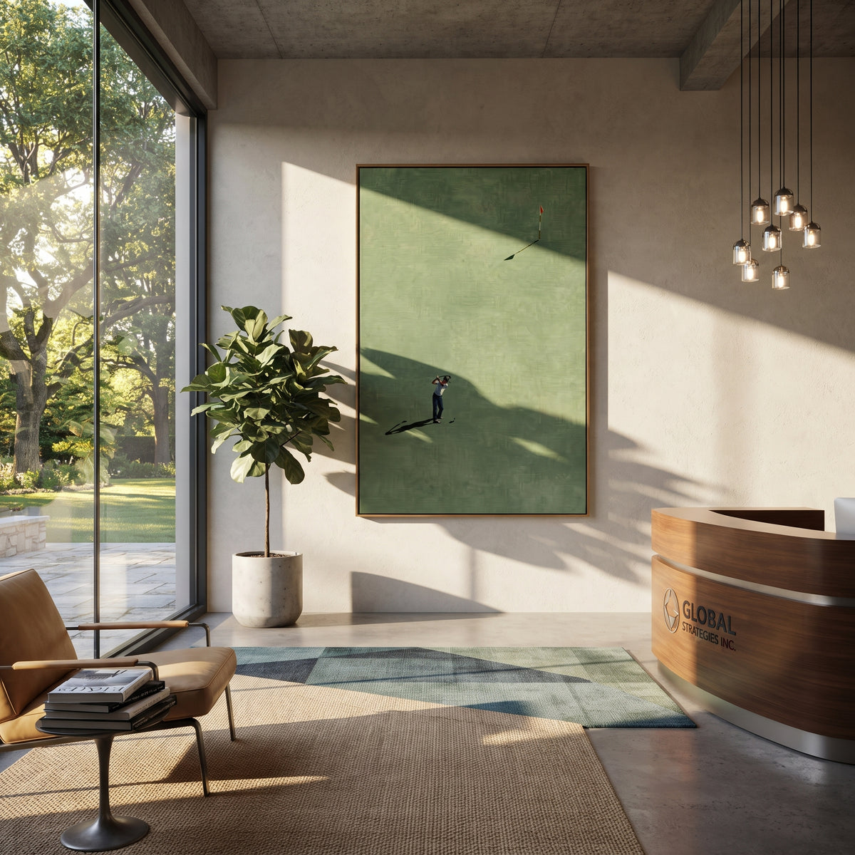 Long Shadow Morning Putt with natural materials and decor