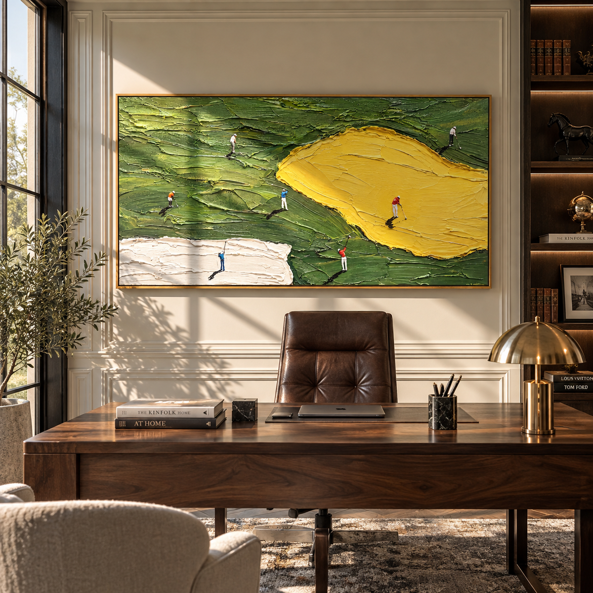 Players Circle Yellow Green displayed with natural materials and modern decor