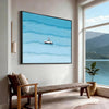 Surf Rider – Hand-Painted Creative White Car on Blue Ocean Wave Palette Knife Sport Painting | Coastal Modern Living Room & Bedroom Art