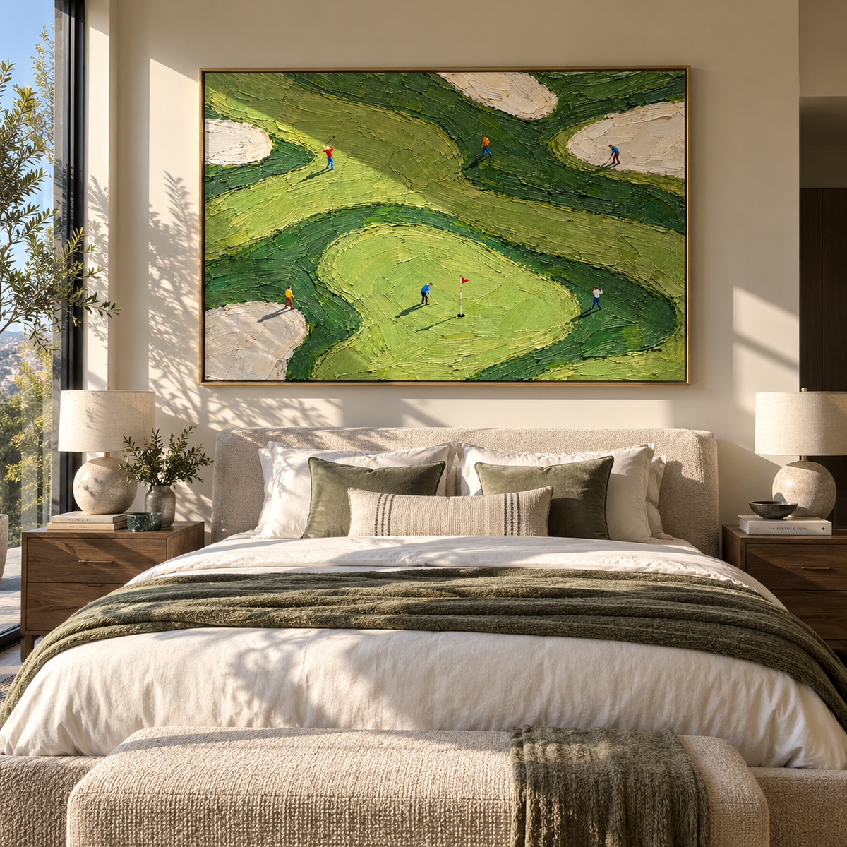 Fairways Curve Around Play horizontal sport painting styled with contemporary furniture