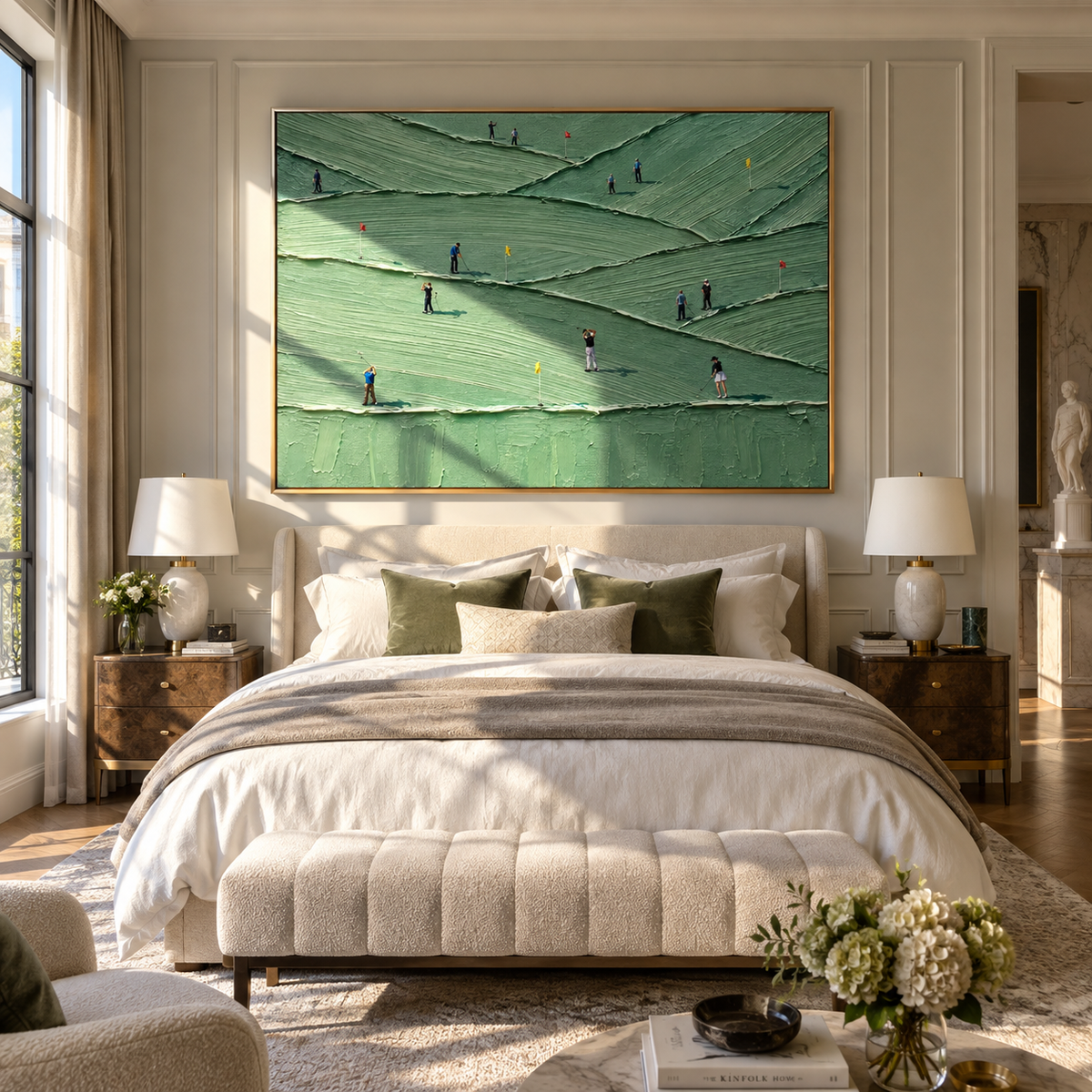 Players Cross Mint Fairways horizontal sport painting styled with contemporary furniture