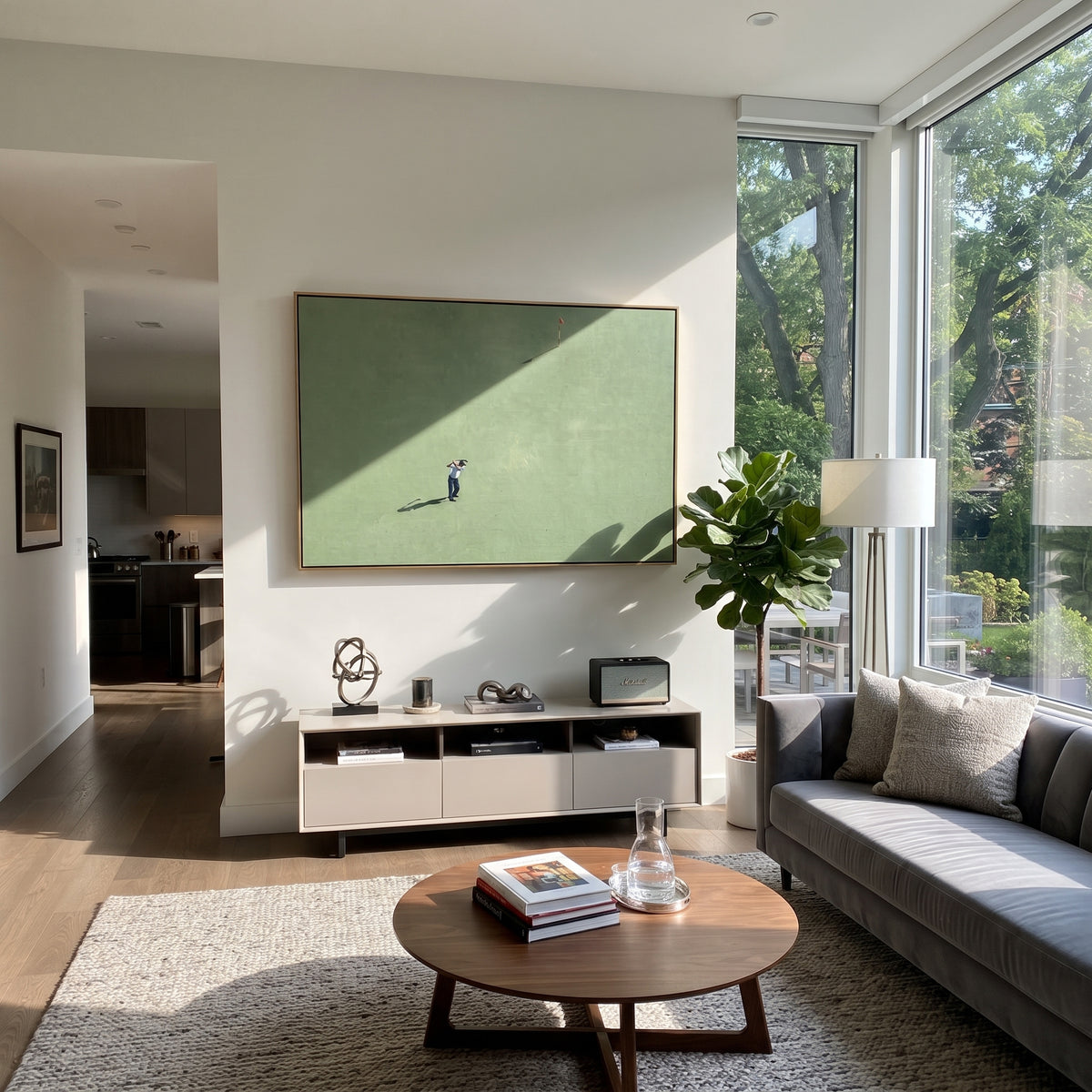 Lone Golfer Open Fairway displayed in a styled interior