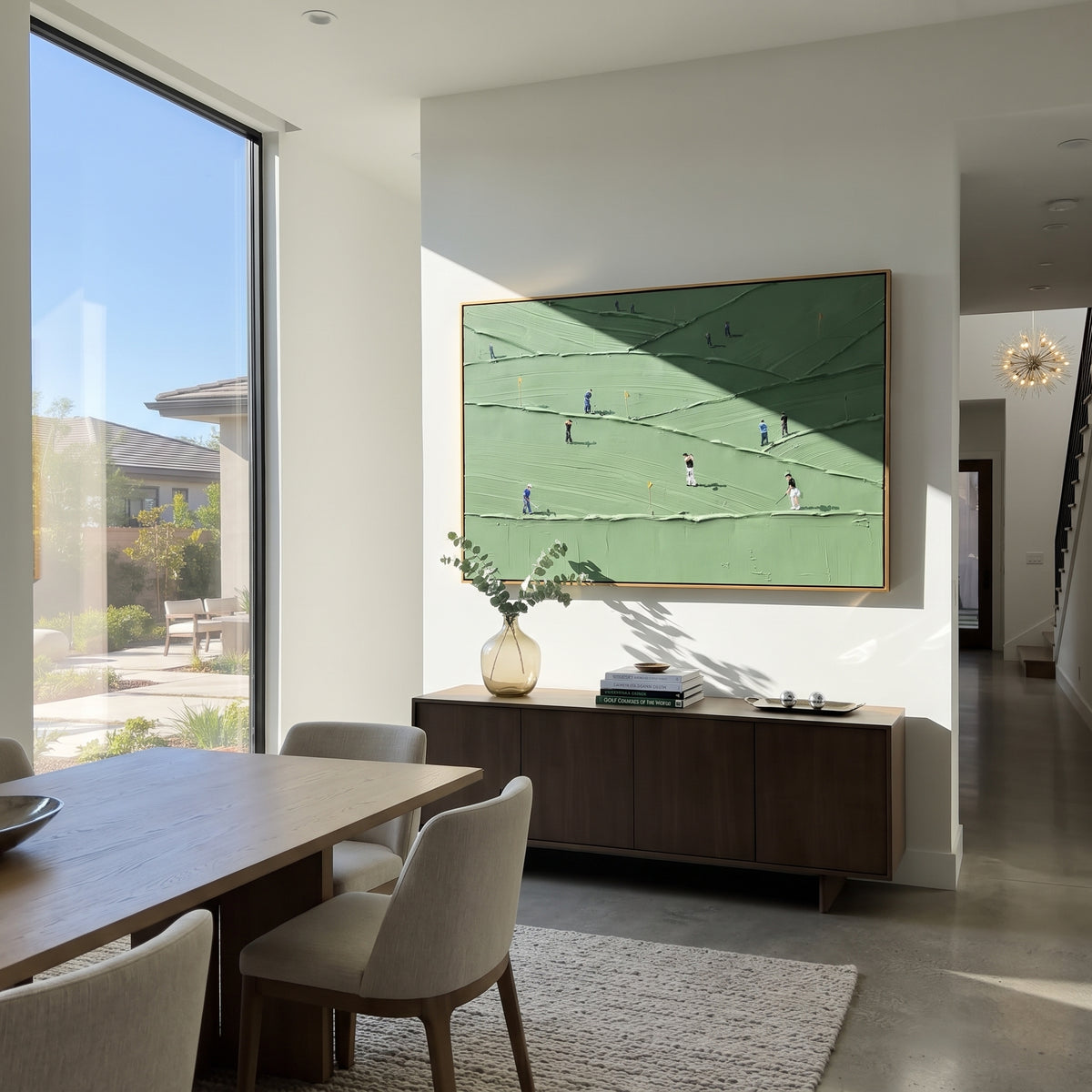 Players Between Green Ridges displayed in a styled interior