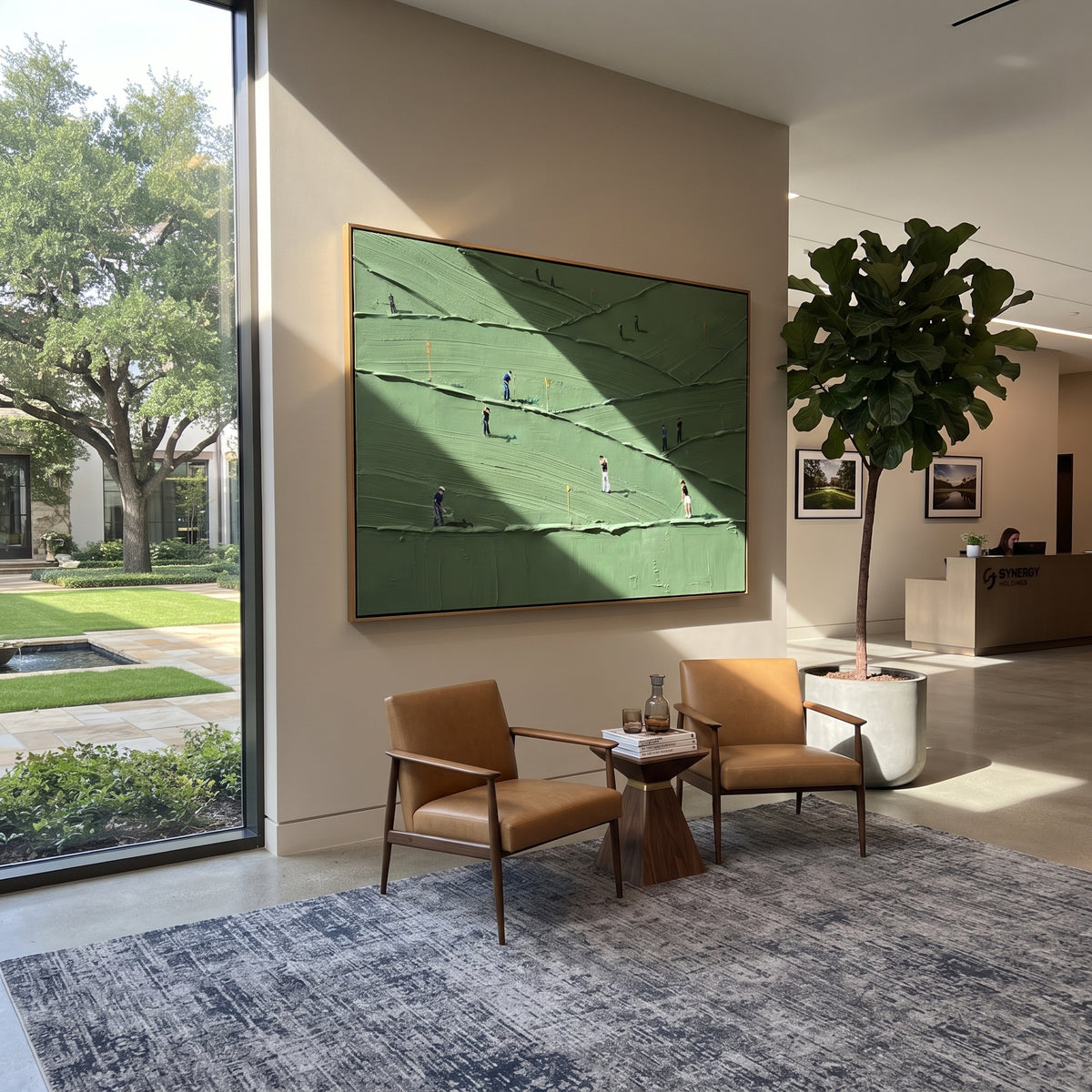 Players Between Green Ridges styled as a modern focal point