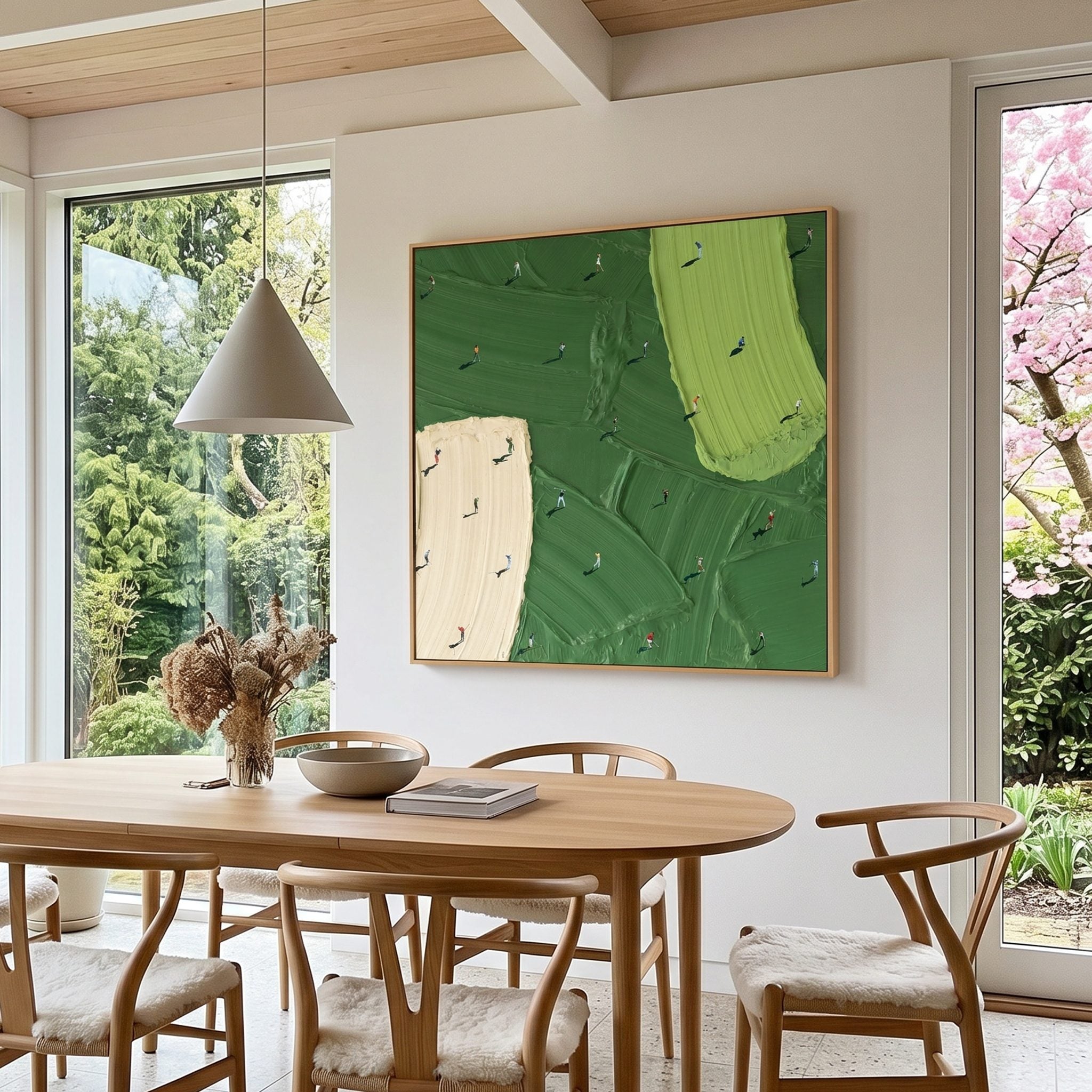 Micro Green – Modern Impasto Miniature Golf Course Canvas | Creative Office Wall Art