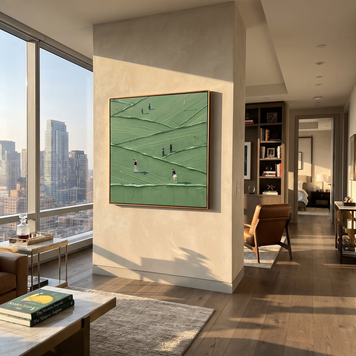 Golfers Across Mint Fields with natural materials and decor