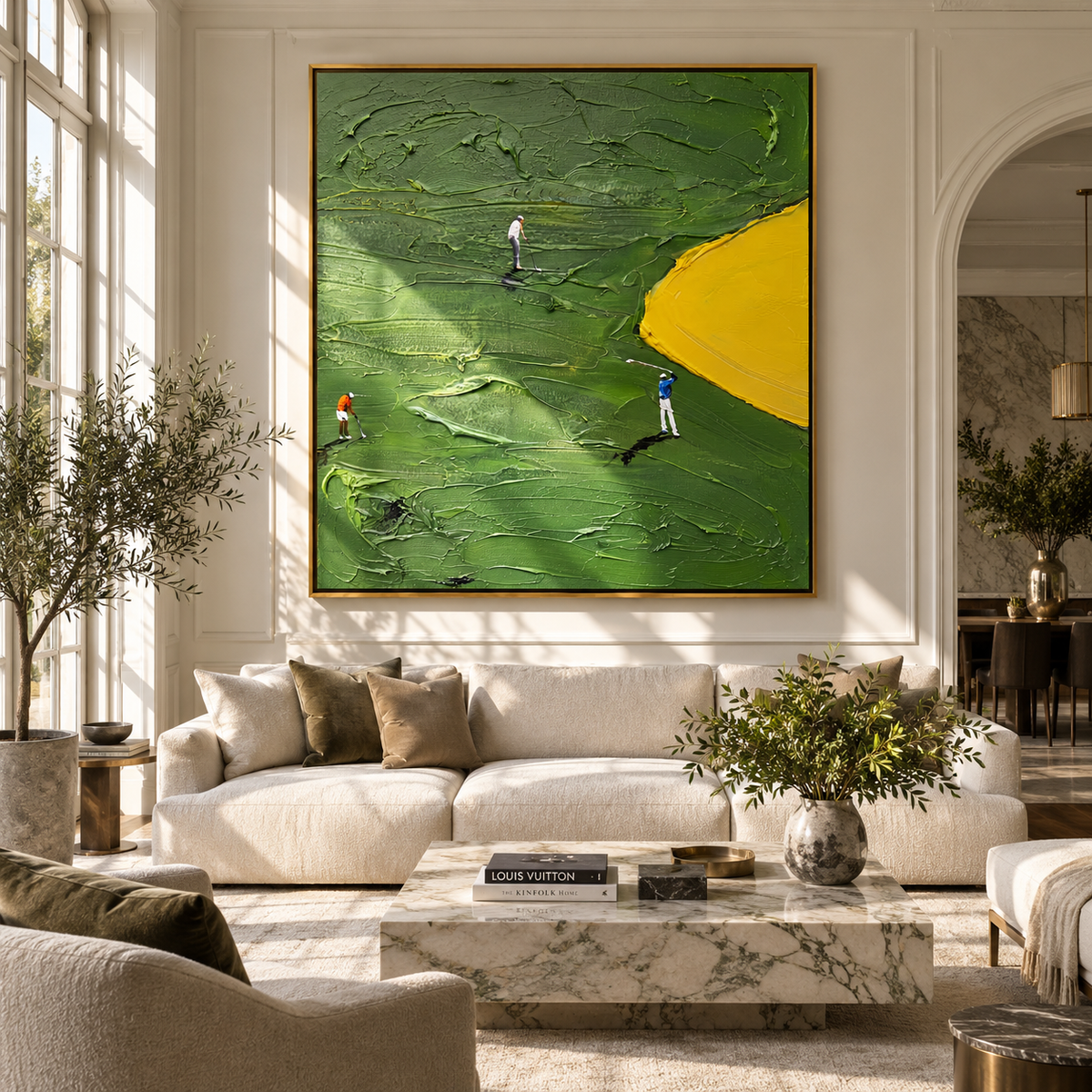 Yellow Green Quiet Round shown above contemporary furnishings