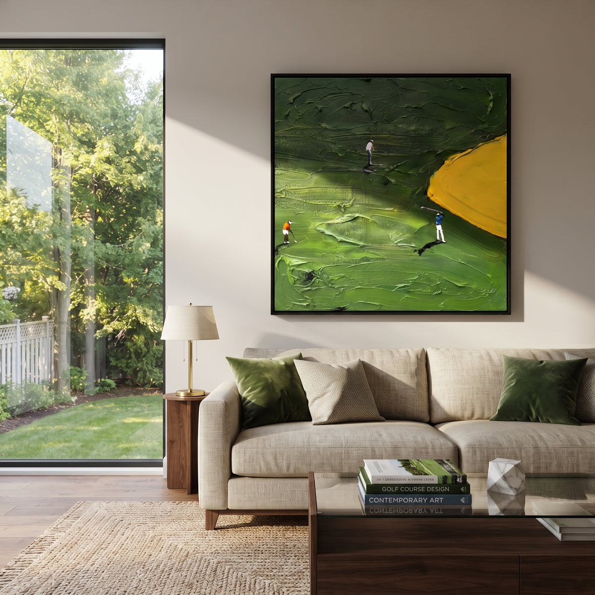 Yellow Green Quiet Round styled as a modern focal point