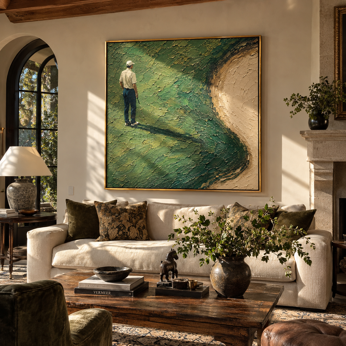 Golfer Beside Sand Bend in an alternate room setting