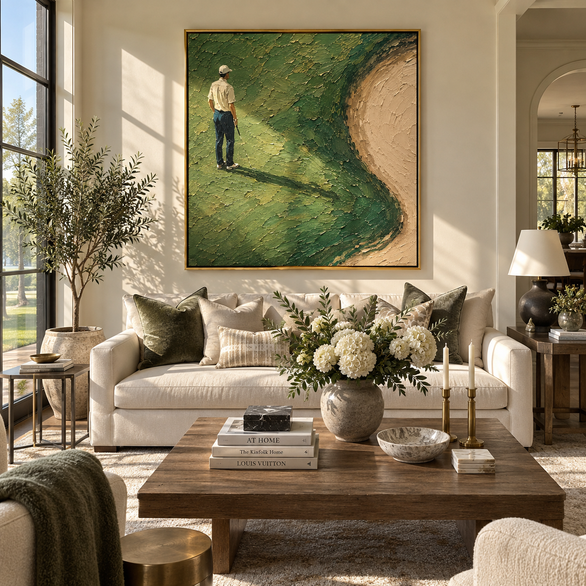Golfer Beside Sand Bend styled as a modern focal point