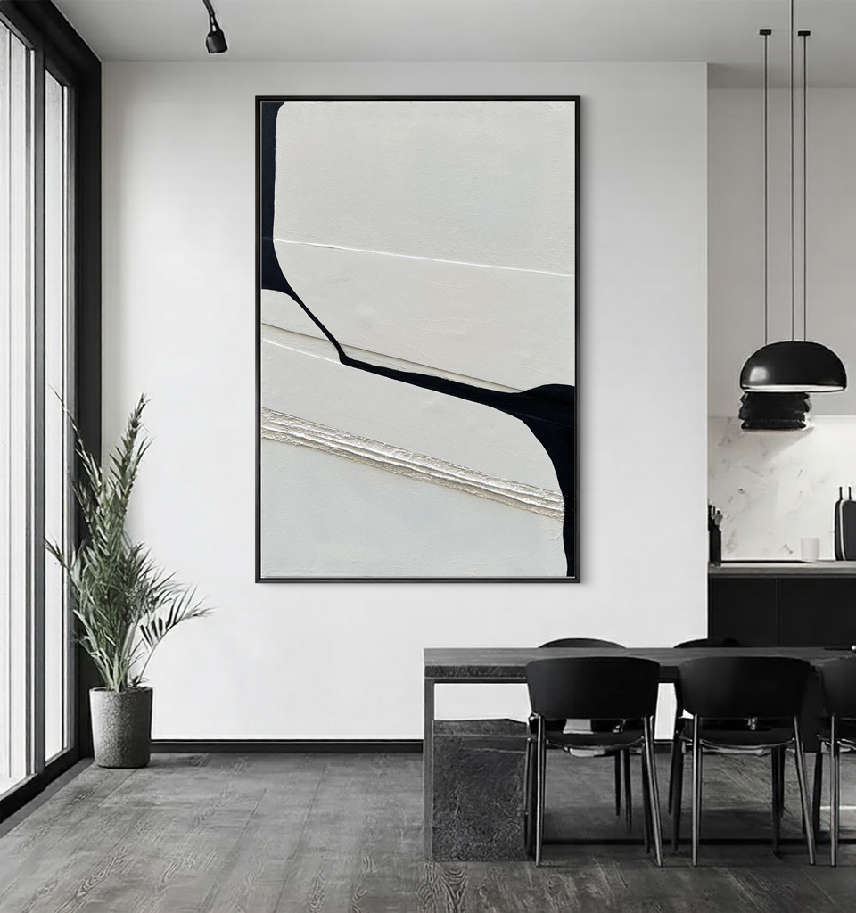 MONO EDGE: Minimalist Black and White Wall Art, Modern Abstract Geometric Canvas