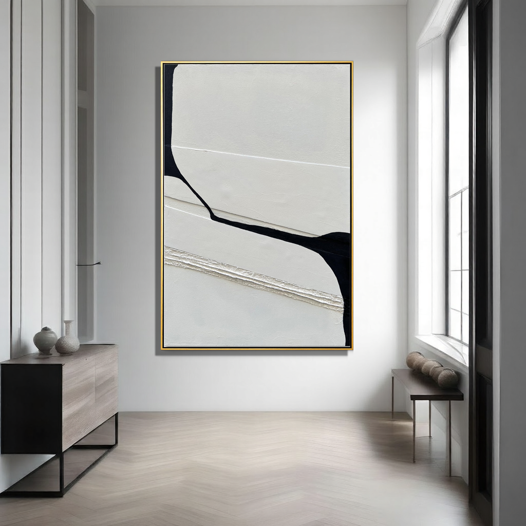 MONO EDGE: Minimalist Black and White Wall Art, Modern Abstract Geometric Canvas