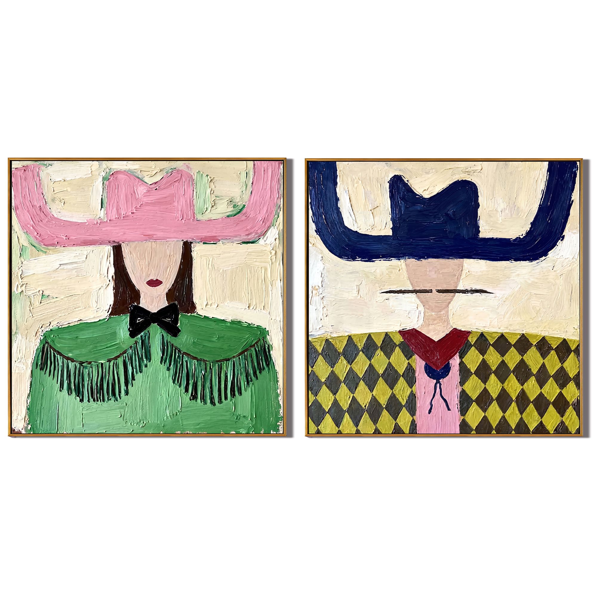 Mesa Wind – Americana Woman with Woven Accessory Painting | Boho Chic Square Living Room Art