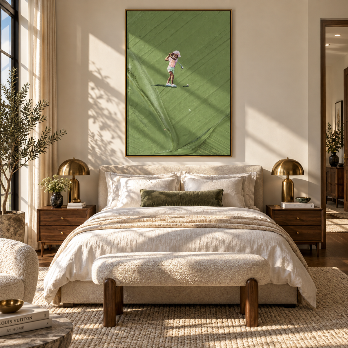 Fairway Pause - golfer putting painting shown in modern room setting 4
