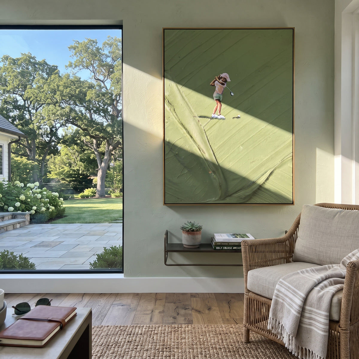 Fairway Pause - golfer putting painting shown in modern room setting 5
