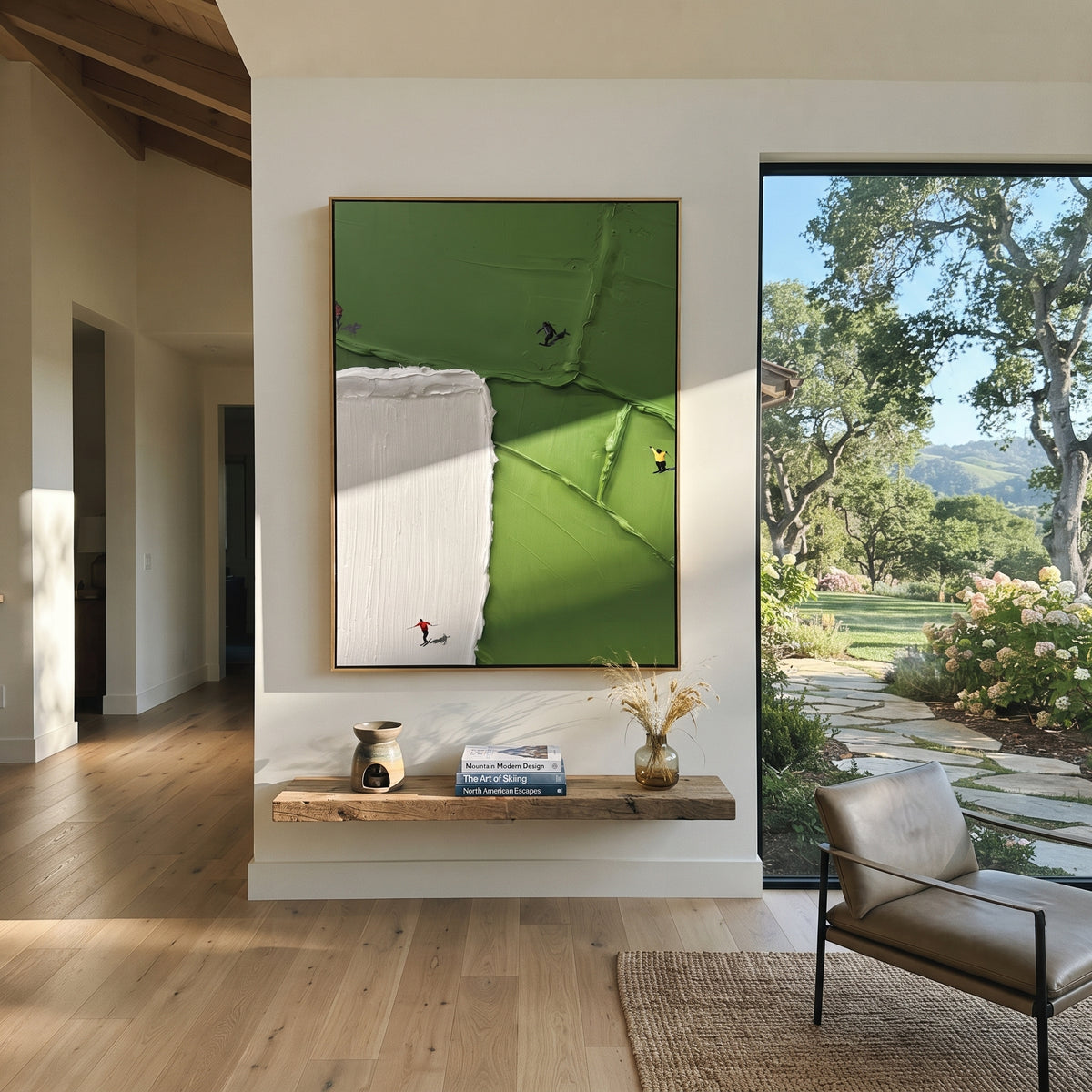 Court Fragments - minimal sports field painting shown in modern room setting 2