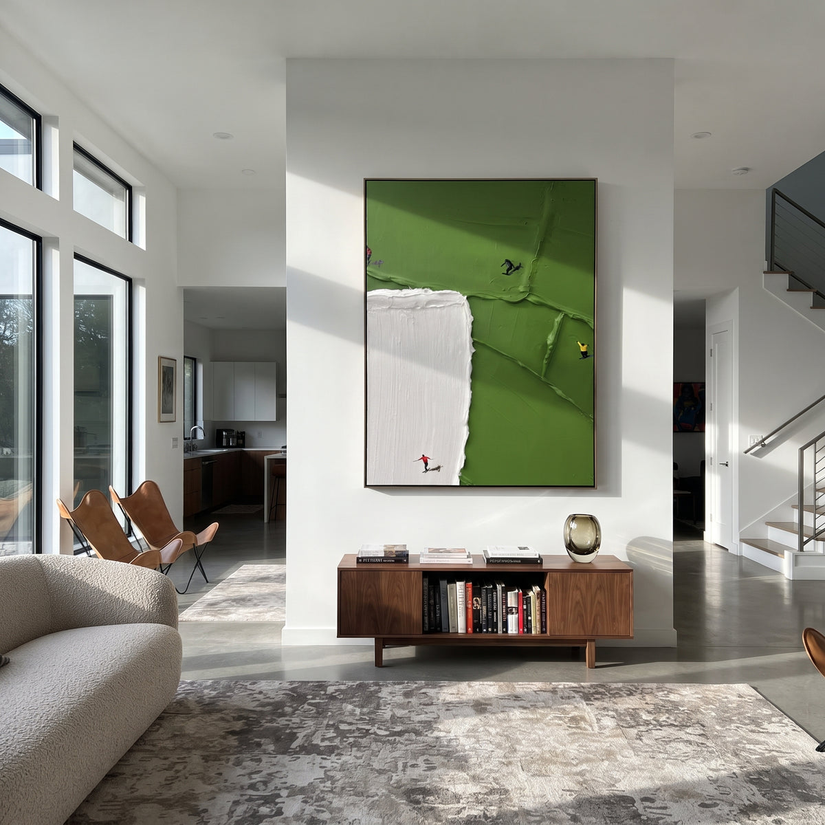 Court Fragments - minimal sports field painting shown in modern room setting 5