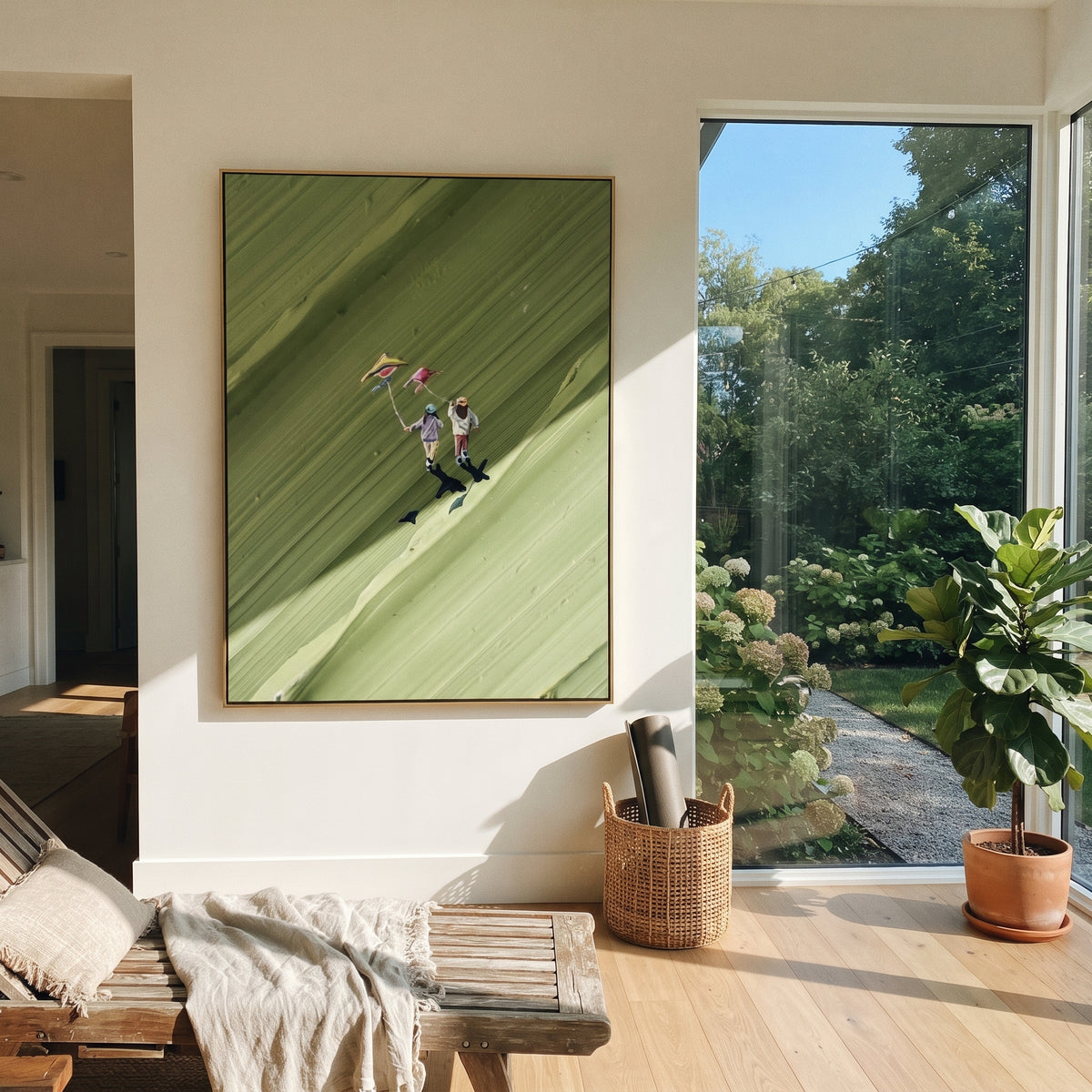Diagonal Fairway - golfers painting shown in modern room setting 3