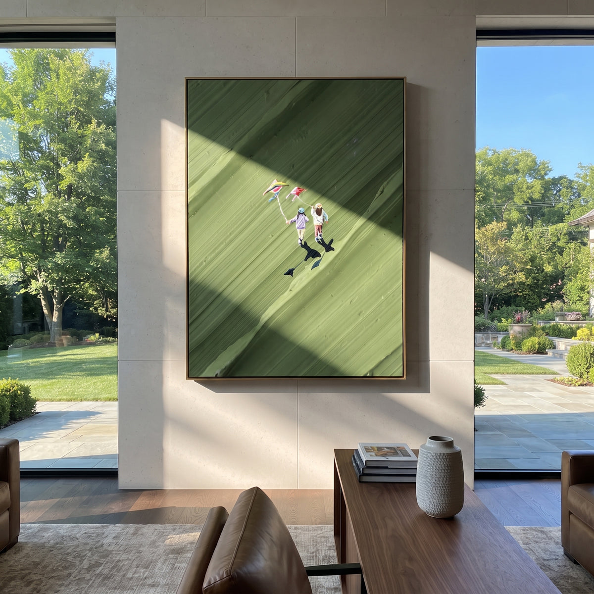 Diagonal Fairway - golfers painting shown in modern room setting 4
