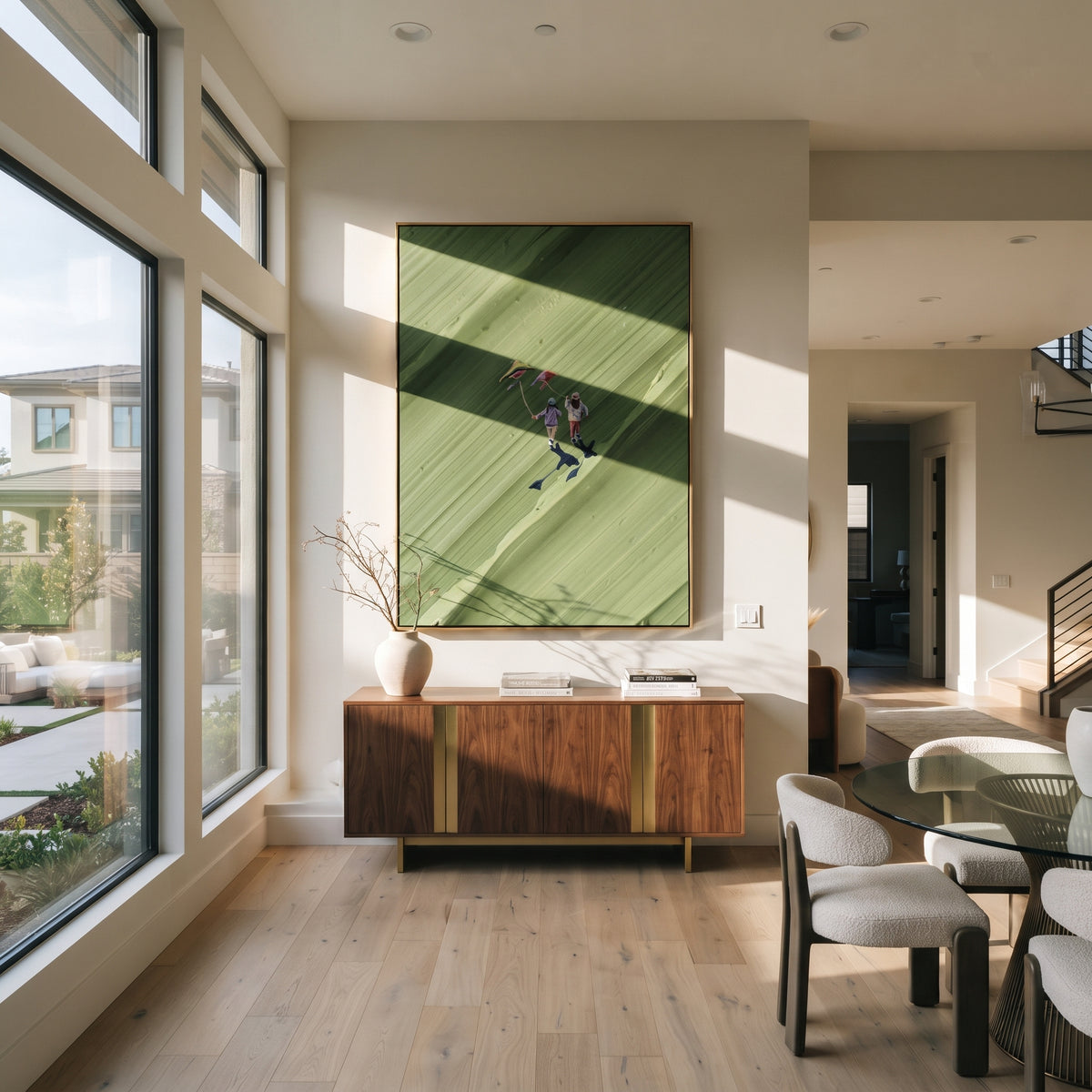 Diagonal Fairway - golfers painting shown in modern room setting 5