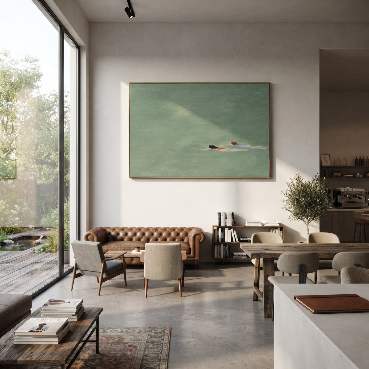 Two Strokes Apart - swimmers painting shown in modern room setting 3