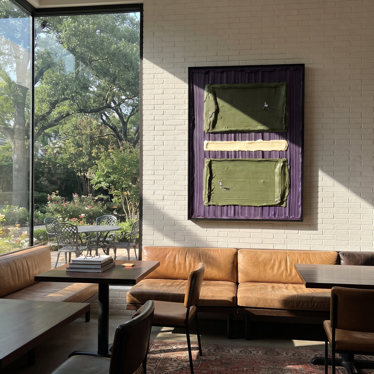 Purple Court Study - tennis court painting shown in modern room setting 3
