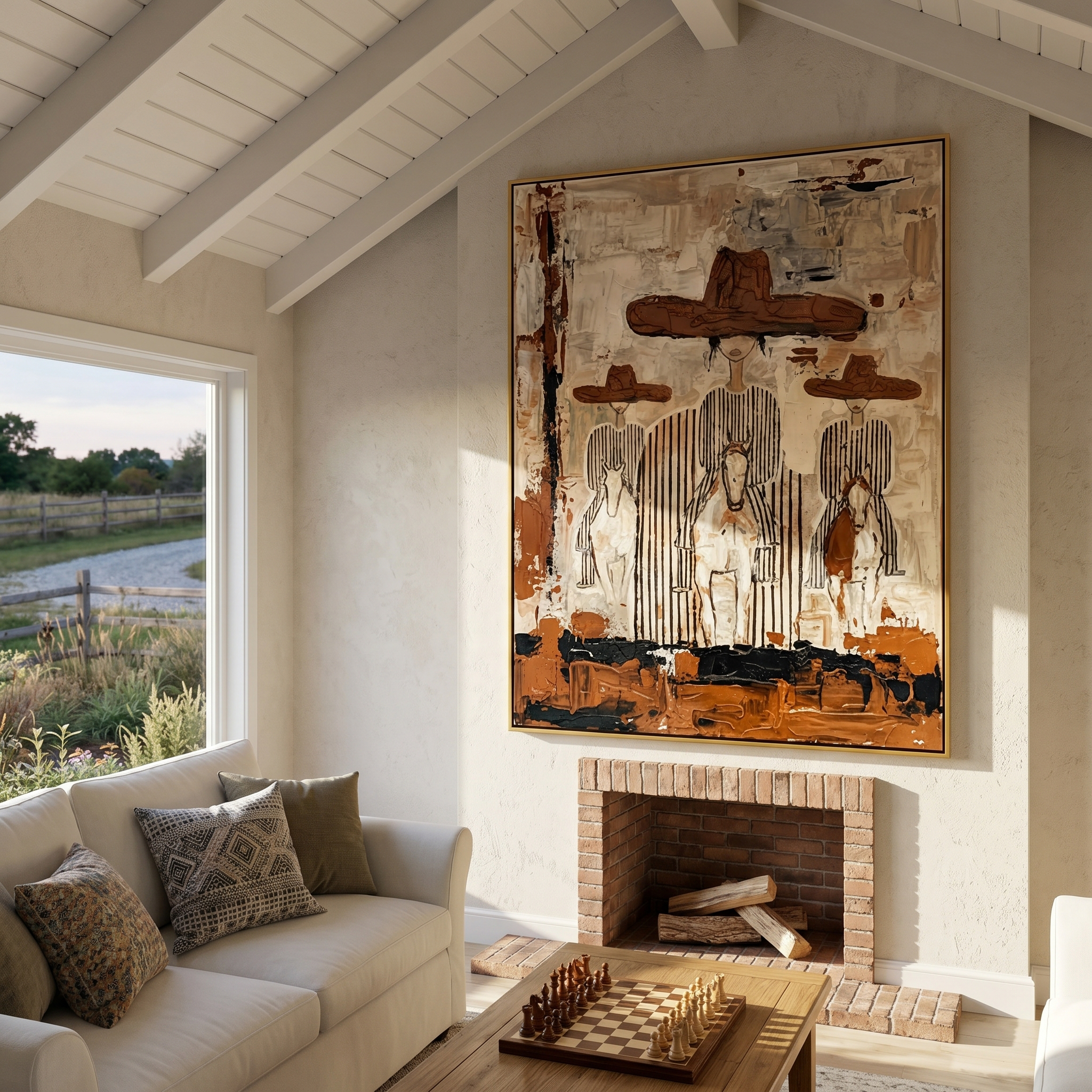 The Three Vaqueros – Vintage Americana Textured Cowboy Group Painting | Rustic Western Entryway Art