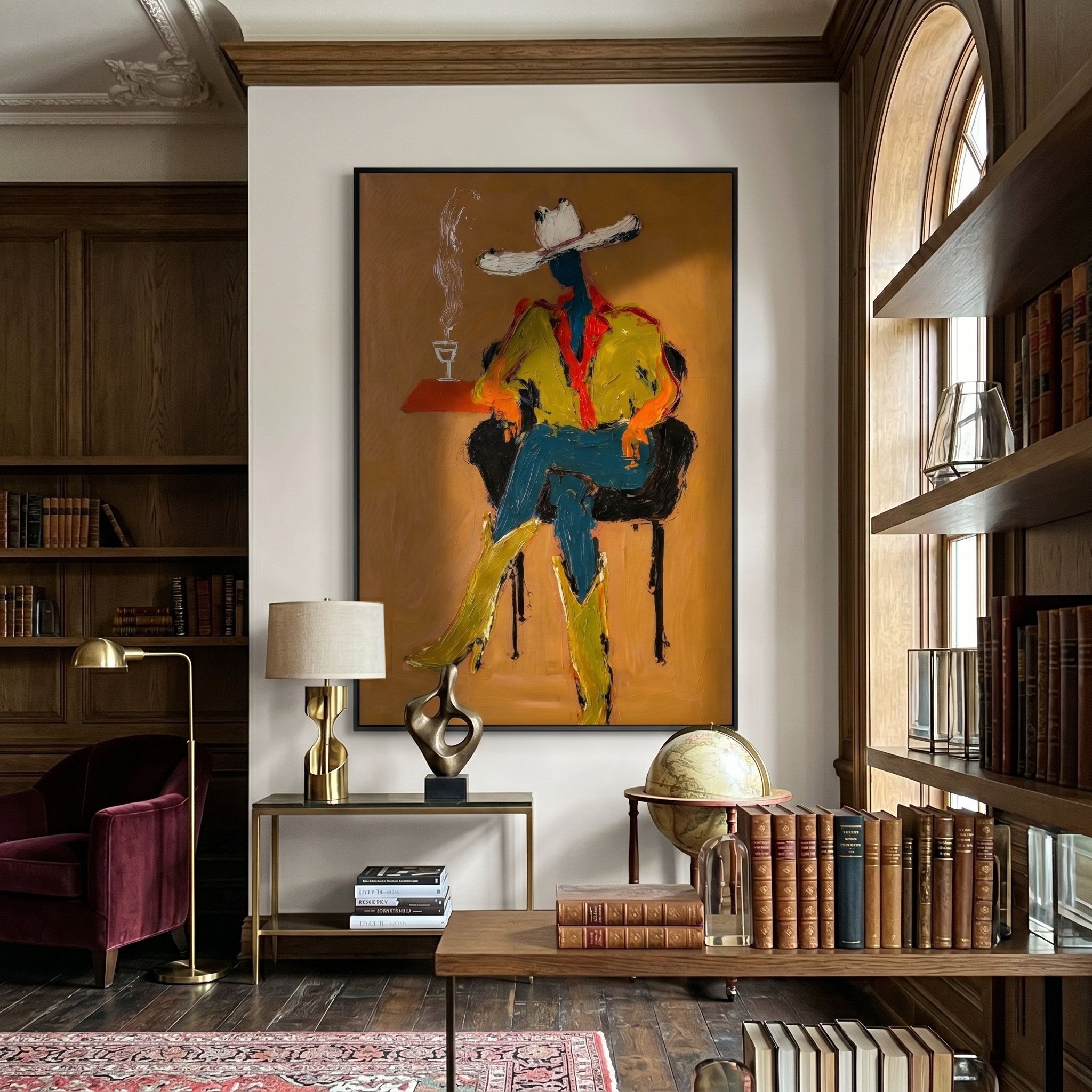 The Smoking Hour painting in a living room setting