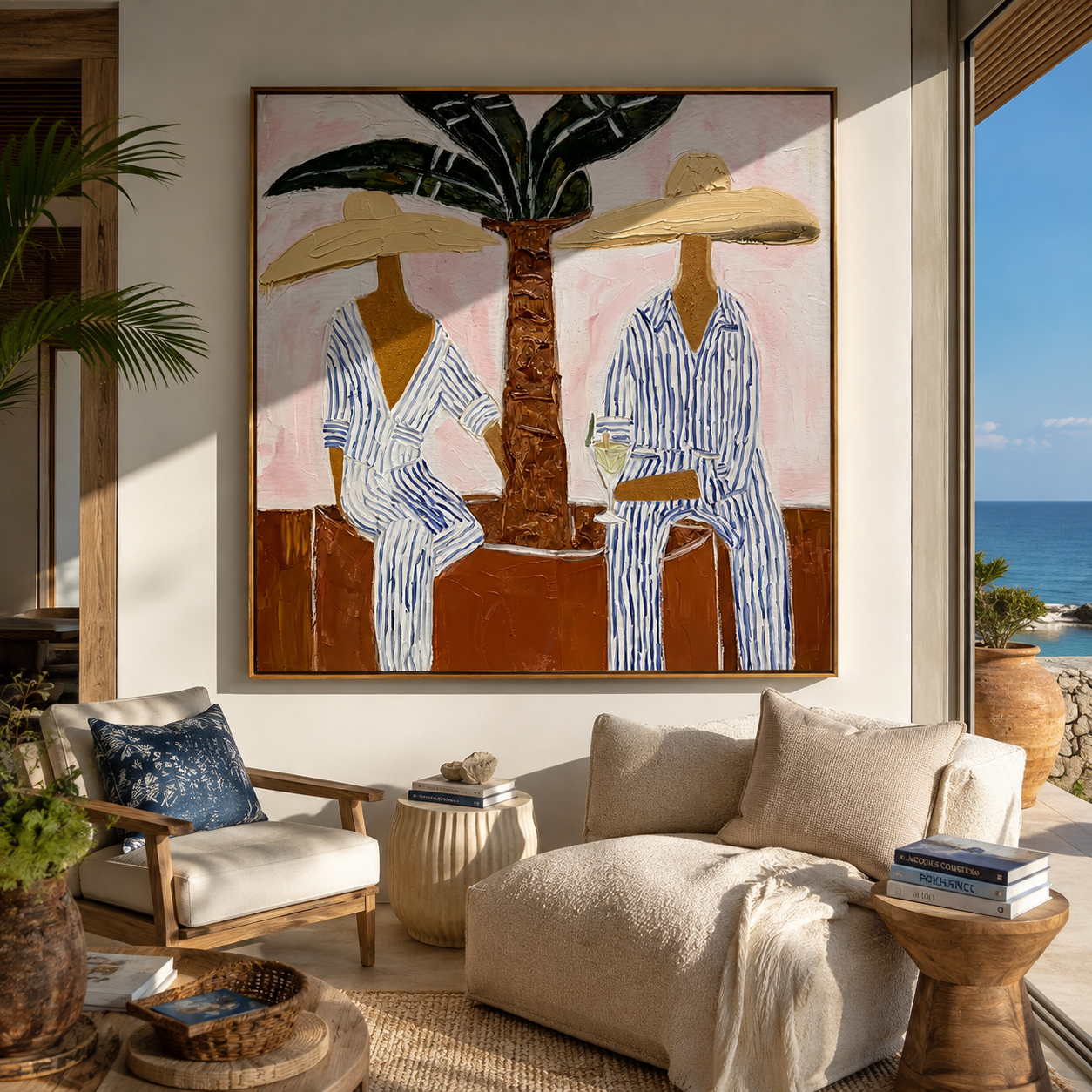 Palm Shade Companions displayed in a dining room with coordinated modern decor