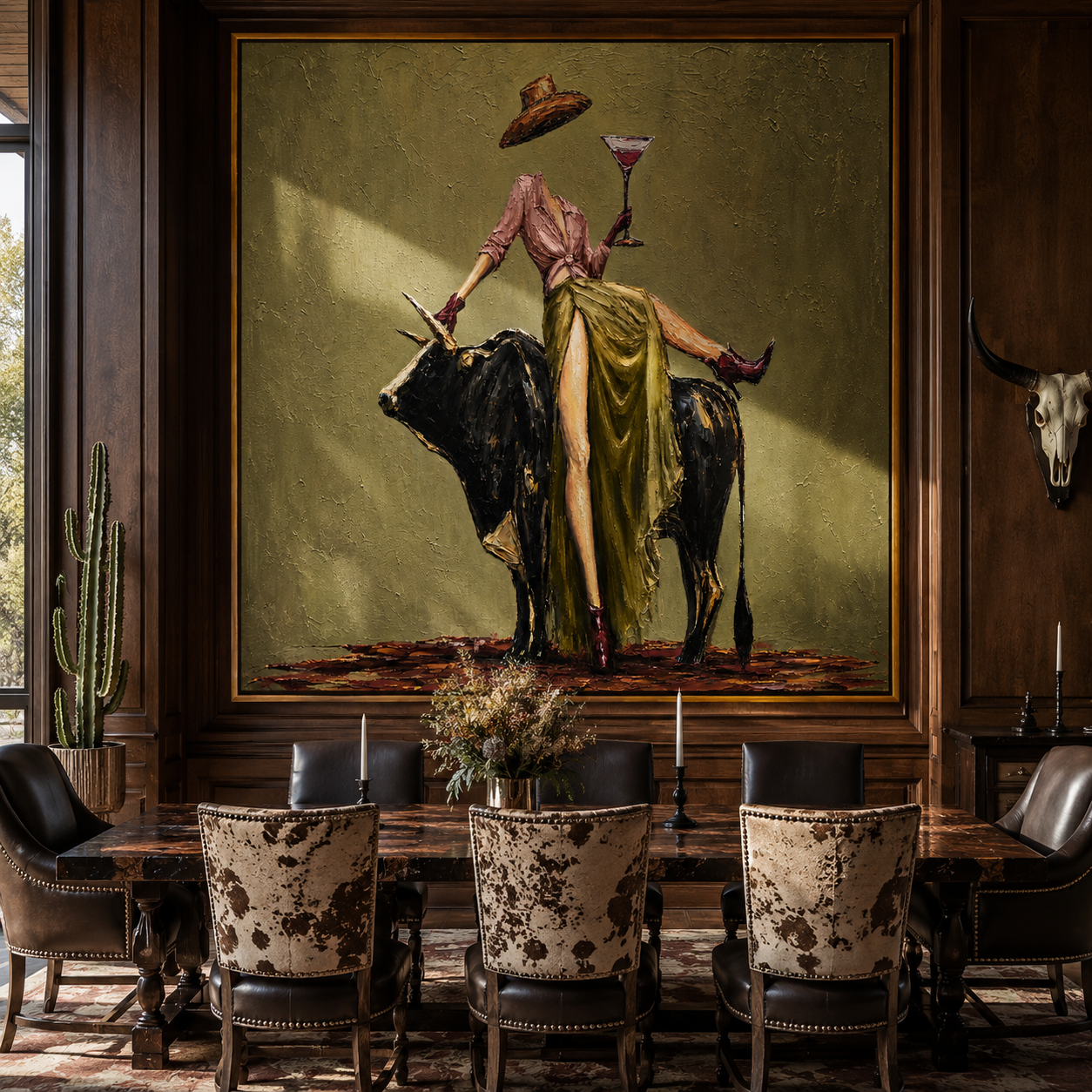 Brim Above the Bull styled in a refined living area with neutral furnishings