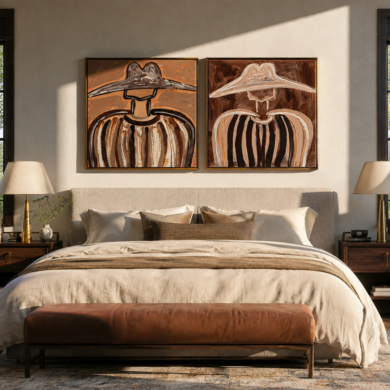 Close Brims Frame Daylight Western diptych displayed in a contemporary interior