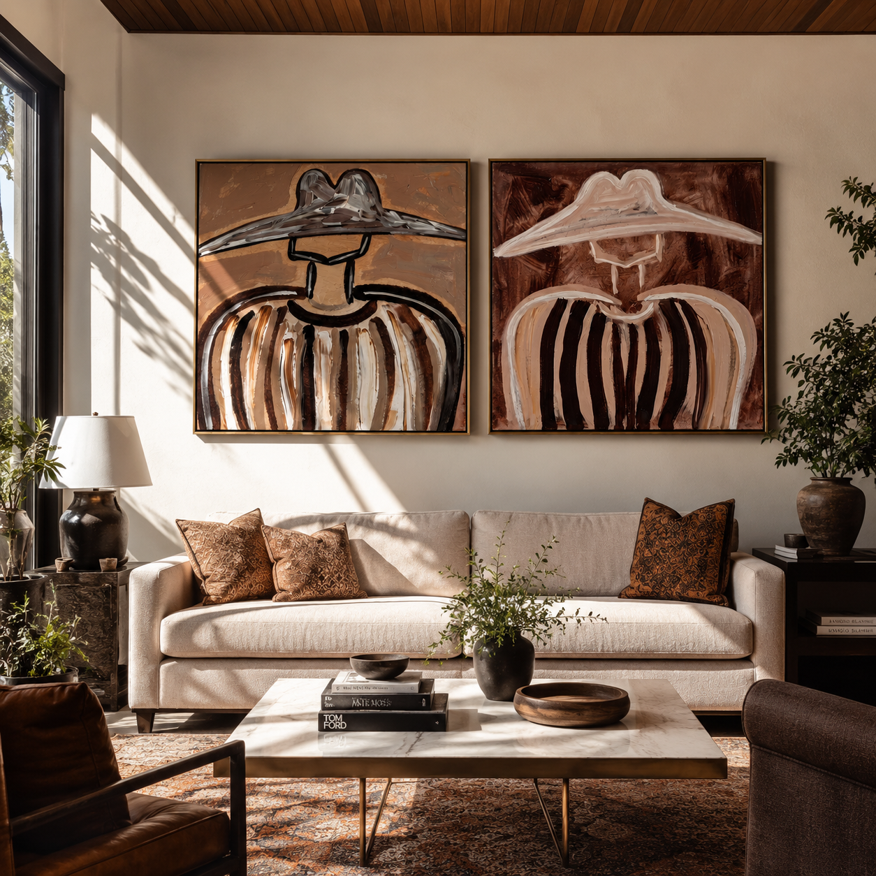 Close Brims Frame Daylight two-panel Western artwork with layered color