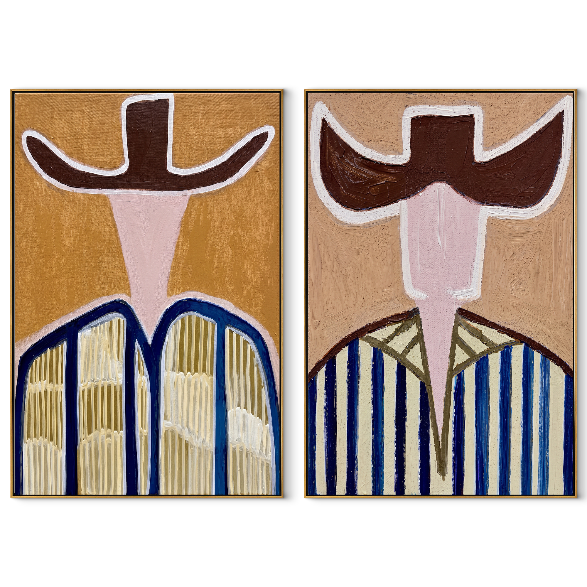 Great Brims Cast Shadows set of two vertical canvas artworks on white