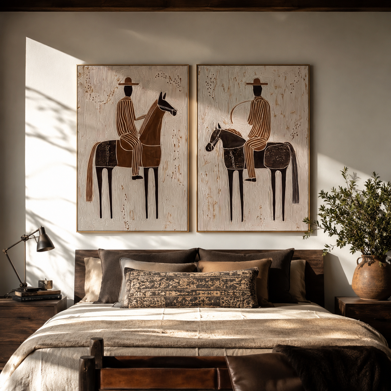 Riders Trace Open Country Vintage Americana diptych in a collected room
